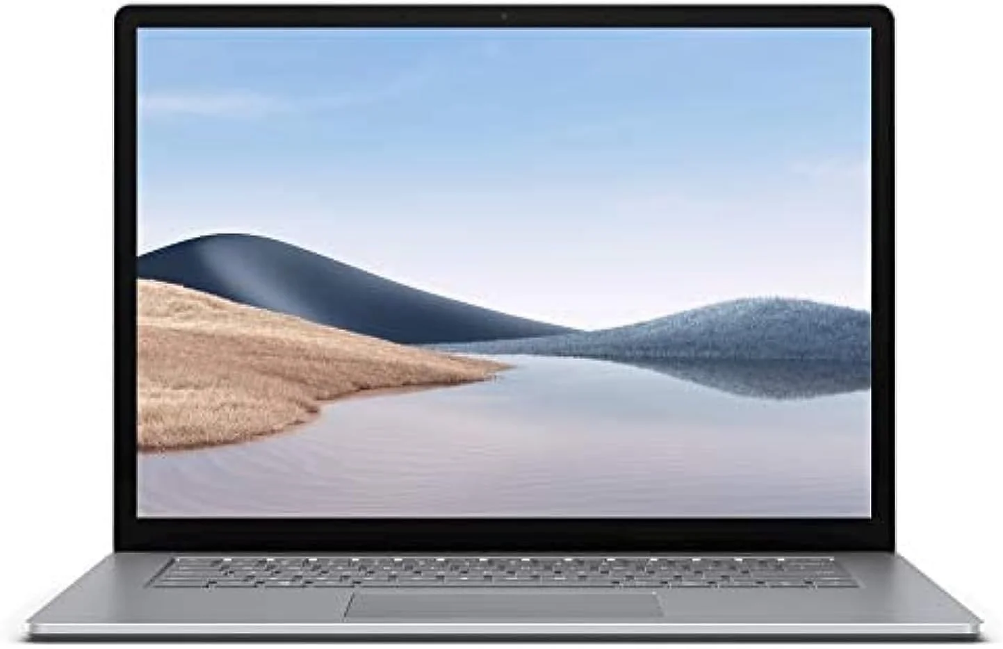 لپ تاپ لمسی مایکروسافت Surface Laptop 4 [5UI-00040]، صفحه نمایش 15 اینچی PixelSense، پردازنده AMD Ryzen 7 4980U، رم 8 گیگابایتی، SSD 256 گیگابایتی، گرافیک AMD Radeon، ویندوز 11، رنگ پلاتینیوم، صفحه کلید انگلیسی-عربی (تجدید شده)