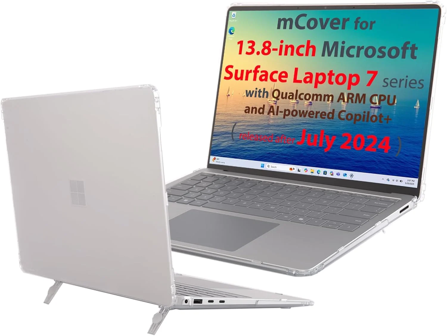 کاور محافظ mCover سازگار با لپ تاپ 13 اینچی Microsoft Surface Laptop 7 Windows PC 2024+ با پردازنده ARM و Copilot+ مجهز به هوش مصنوعی (نه برای سایر مدل های Surface) - شفاف