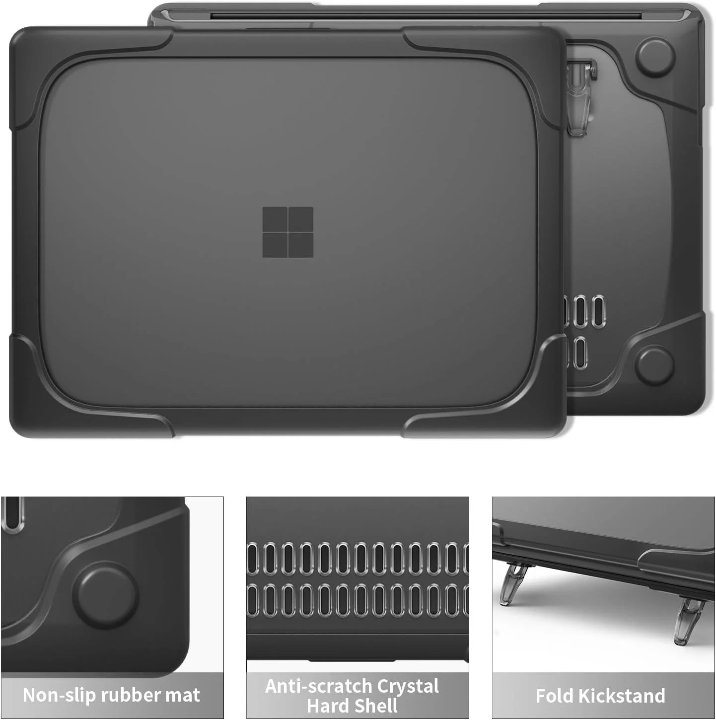 قاب محافظ سنگین Gruattreay سازگار با Microsoft Surface Laptop 7 13.8 اینچی (2024)، با پایه تاشو، قاب خنک کننده مات و یخ زده - پوشش محافظ بادوام، شیک و ضد ضربه (مشکی) قاب محافظ سنگین Gruattreay سازگار با Microsoft Surface Laptop 7 13.8 اینچی (2024)، با پایه تاشو، قاب خنک کننده مات و یخ زده - پوشش محافظ بادوام، شیک و ضد ضربه (مشکی)