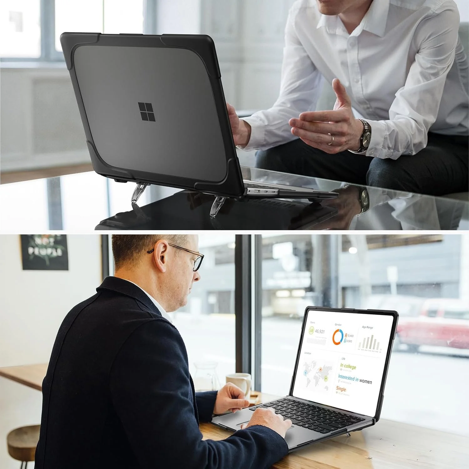 قاب محافظ سنگین Gruattreay سازگار با Microsoft Surface Laptop 7 13.8 اینچی (2024)، با پایه تاشو، قاب خنک کننده مات و یخ زده - پوشش محافظ بادوام، شیک و ضد ضربه (مشکی) قاب محافظ سنگین Gruattreay سازگار با Microsoft Surface Laptop 7 13.8 اینچی (2024)، با پایه تاشو، قاب خنک کننده مات و یخ زده - پوشش محافظ بادوام، شیک و ضد ضربه (مشکی)