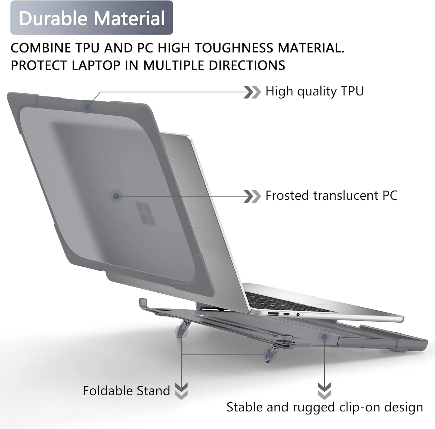 کیف محافظ سنگین Batianda برای لپ تاپ 15 اینچی Microsoft Surface Laptop 5 4 3 با صفحه لمسی، پایه تاشو و روکش کیبورد - پوشش محافظ ضد ضربه برای دوام بیشتر و راحتی، خاکستری کیف محافظ سنگین Batianda برای لپ تاپ 15 اینچی Microsoft Surface Laptop 5 4 3 با صفحه لمسی، پایه تاشو و روکش کیبورد - پوشش محافظ ضد ضربه برای دوام بیشتر و راحتی، خاکستری