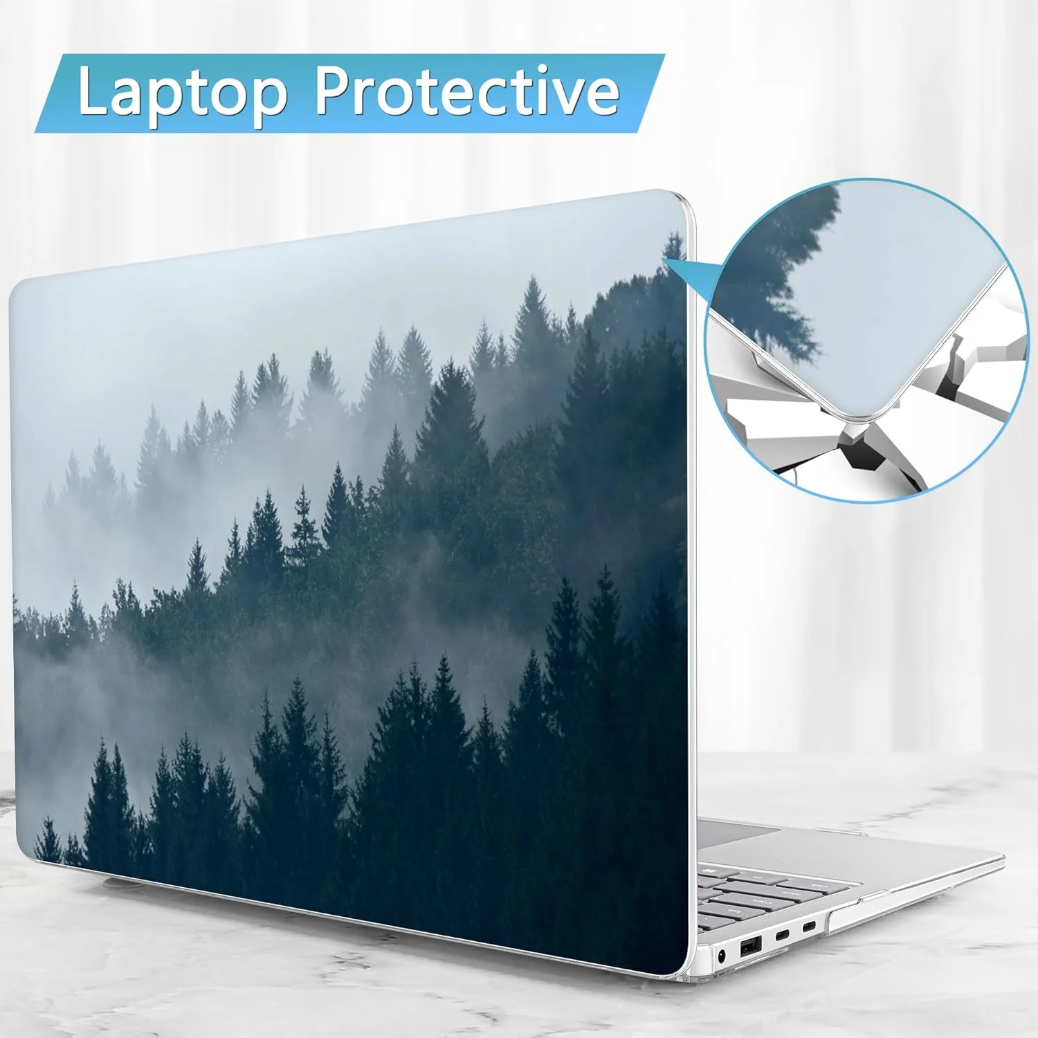 کاور Mektron برای لپ تاپ 13.8 اینچی Microsoft Surface Laptop 7 Windows 11 AI PC 2024، کاور لپ تاپ 13.8 اینچی مناسب برای مدل 2036، کاور کیبورد + محافظ صفحه نمایش + درپوش های ضد گرد و غبار، جنگل مه آلود C132