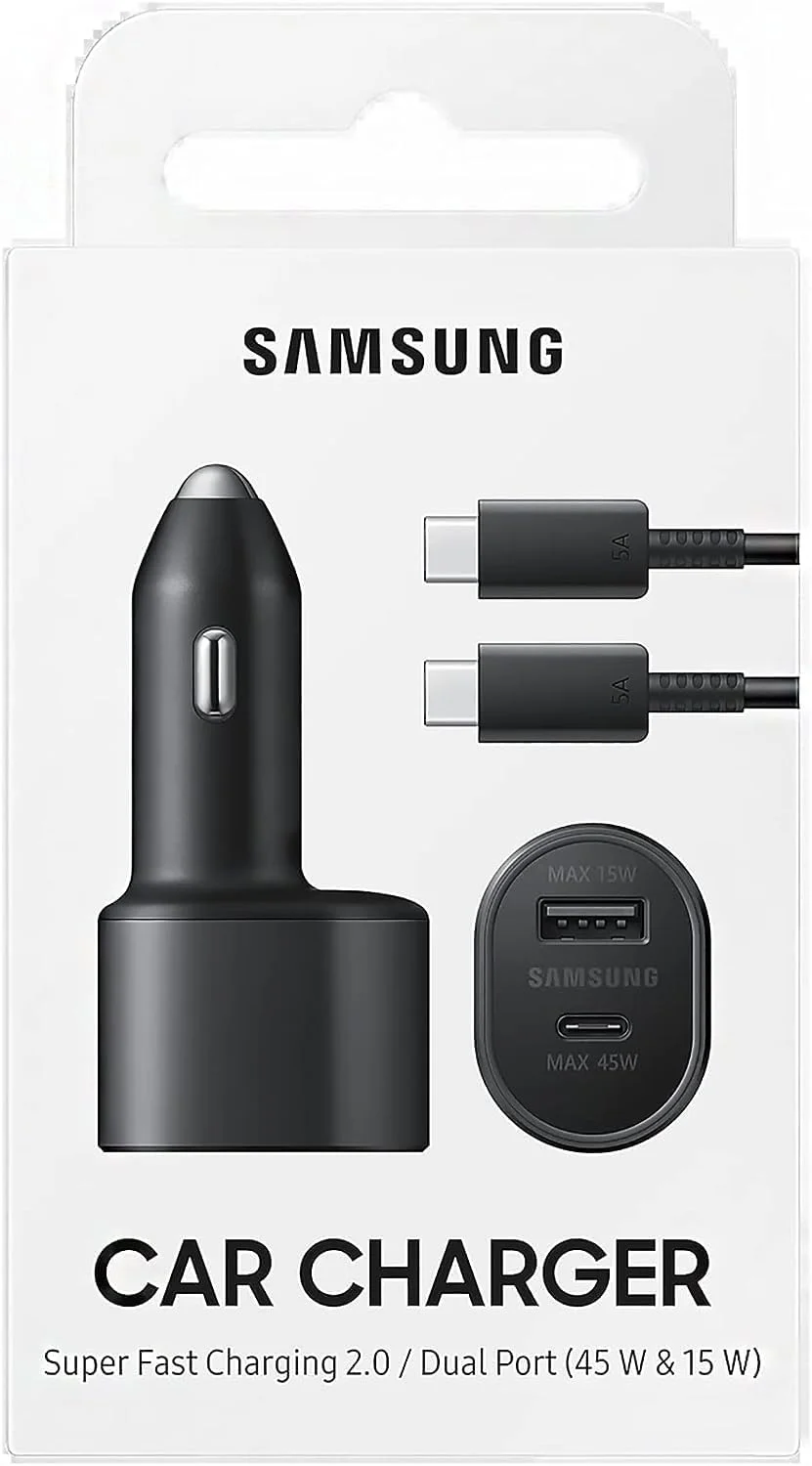 شارژر فندکی دوگانه فوق سریع سامسونگ (45W+15W) دو پورت EP-L5300XBEGWW مشکی - USB
