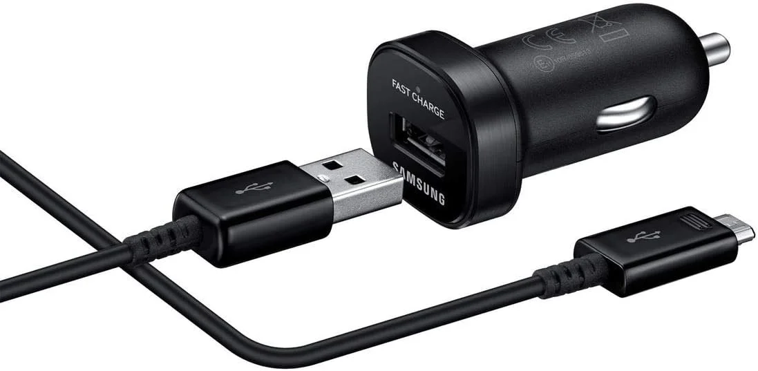 شارژر فندکی سریع اصلی سامسونگ به همراه کابل میکرو USB، مشکی