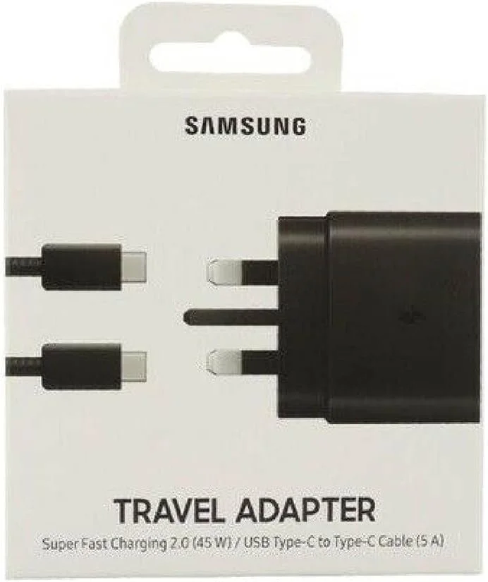 آداپتور مسافرتی سامسونگ انگلستان (45 وات با کابل USB نوع C) مشکی - EP-TA845XBEGCN