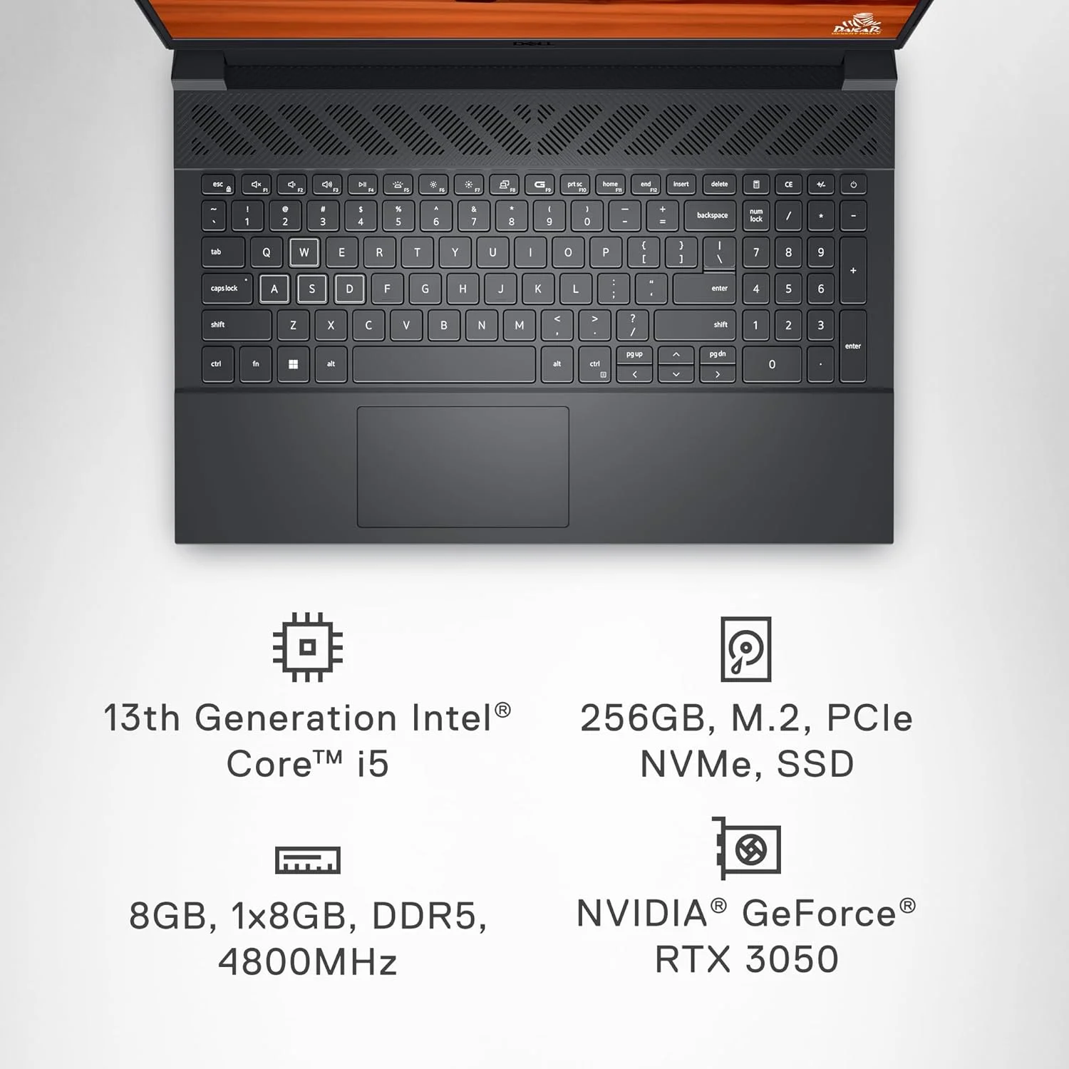 لپ تاپ گیمینگ Dell G15 5530، صفحه نمایش 15.6 اینچی FHD 120 هرتز (1920x1080)، پردازنده Intel Core i5-13450HX، کارت گرافیک NVIDIA GeForce RTX 3050، رم 8 گیگابایتی DDR5، حافظه SSD 256 گیگابایتی، ویندوز 11 هوم، خاکستری تیره لپ تاپ گیمینگ Dell G15 5530، صفحه نمایش 15.6 اینچی FHD 120 هرتز (1920x1080)، پردازنده Intel Core i5-13450HX، کارت گرافیک NVIDIA GeForce RTX 3050، رم 8 گیگابایتی DDR5، حافظه SSD 256 گیگابایتی، ویندوز 11 هوم، خاکستری تیره