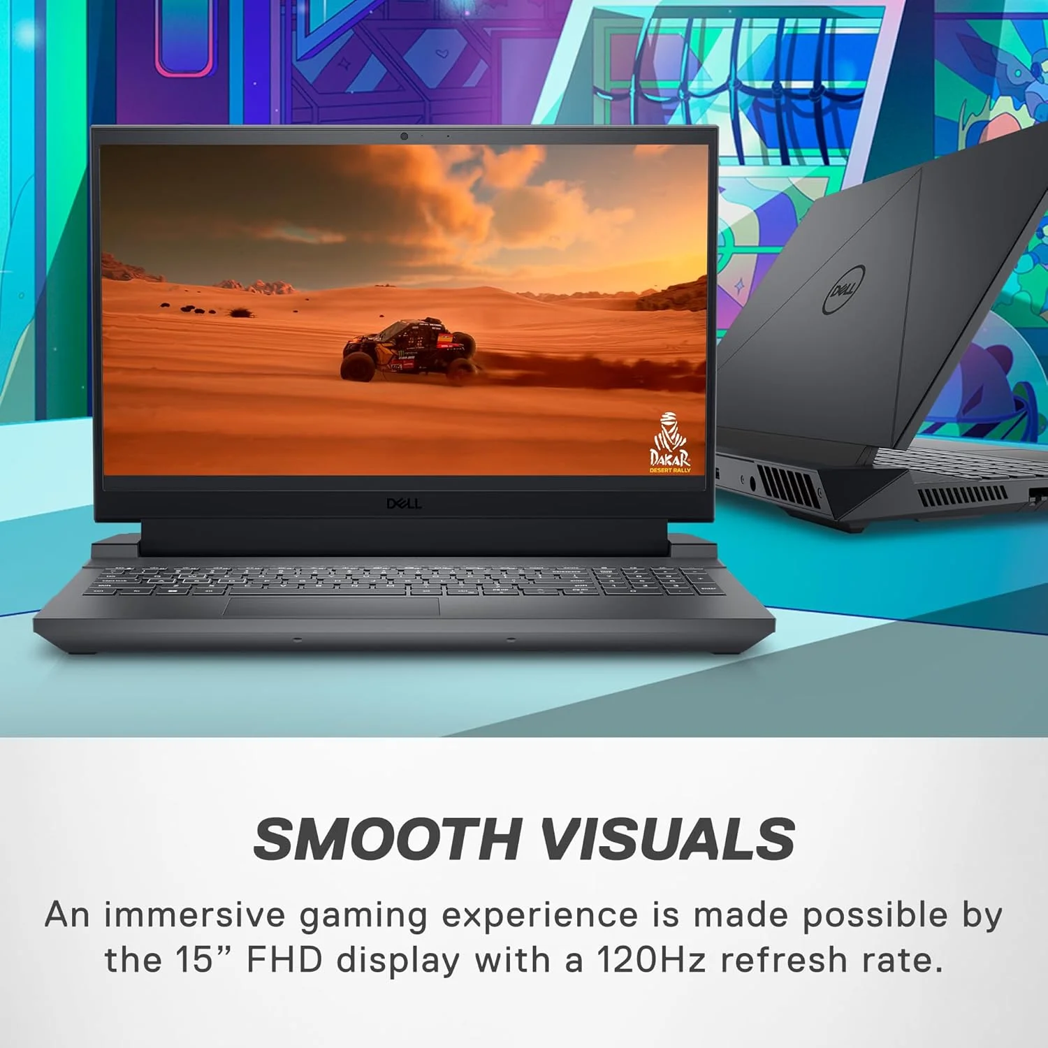 لپ تاپ گیمینگ Dell G15 5530 (بازسازی شده)، صفحه نمایش 15.6 اینچی FHD 120 هرتز (1920x1080)، پردازنده Intel Core i5-13450HX، کارت گرافیک NVIDIA GeForce RTX 3050، رم 8 گیگابایتی DDR5، حافظه SSD 256 گیگابایتی، ویندوز 11 هوم، خاکستری تیره