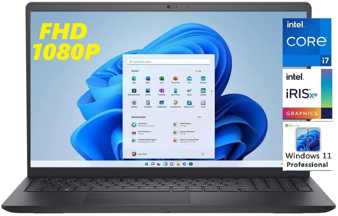 لپ تاپ تجاری DELL 2025 Inspiron 15 3530، صفحه نمایش 15.6 اینچی FHD، پردازنده نسل سیزدهم Intel Core i7-1355U، ویندوز 11 پرو، 32 گیگابایت رم DDR4، 1 ترابایت PCIe SSD، WiFi 6