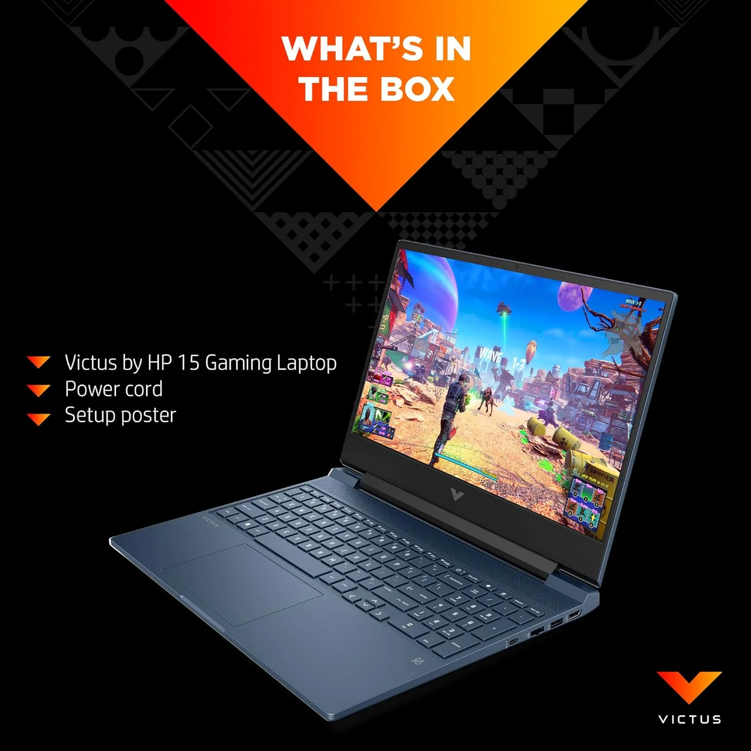 لپ تاپ گیمینگ HP Victus 15-fa1099ne، صفحه نمایش 15.6 اینچی FHD، پردازنده نسل سیزدهم Intel® Core™ i5، رم 8 گیگابایتی، SSD 512 گیگابایتی، گرافیک 4 گیگابایتی NVIDIA® GeForce RTX™ 2050، ویندوز 11 Home، صفحه کلید En-Ar، آبی پرفورمنس - [8H9F6EA]