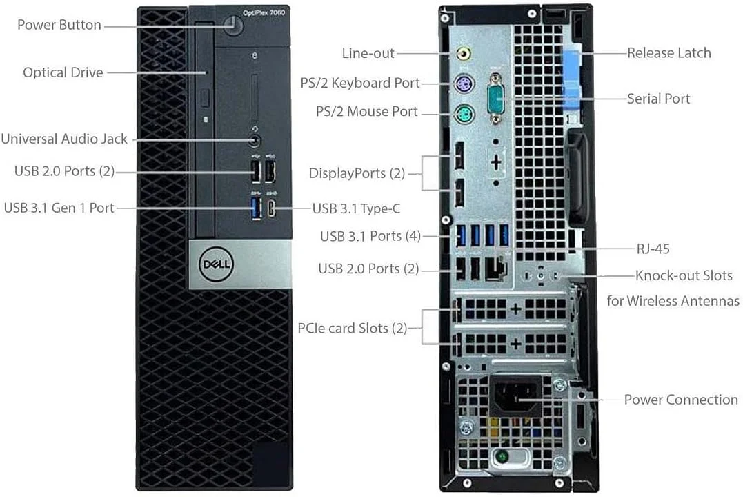 کامپیوتر رومیزی Dell Optiplex 7060 SFF | پردازنده Intel Core i7-8700 نسل هشتم (6 هسته ای) | رم 32 گیگابایت DDR4 | حافظه SSD NVMe M.2 512 گیگابایت | WiFi و بلوتوث داخلی | ویندوز 11 پرو | کیبورد و ماوس بی سیم (بازسازی شده)