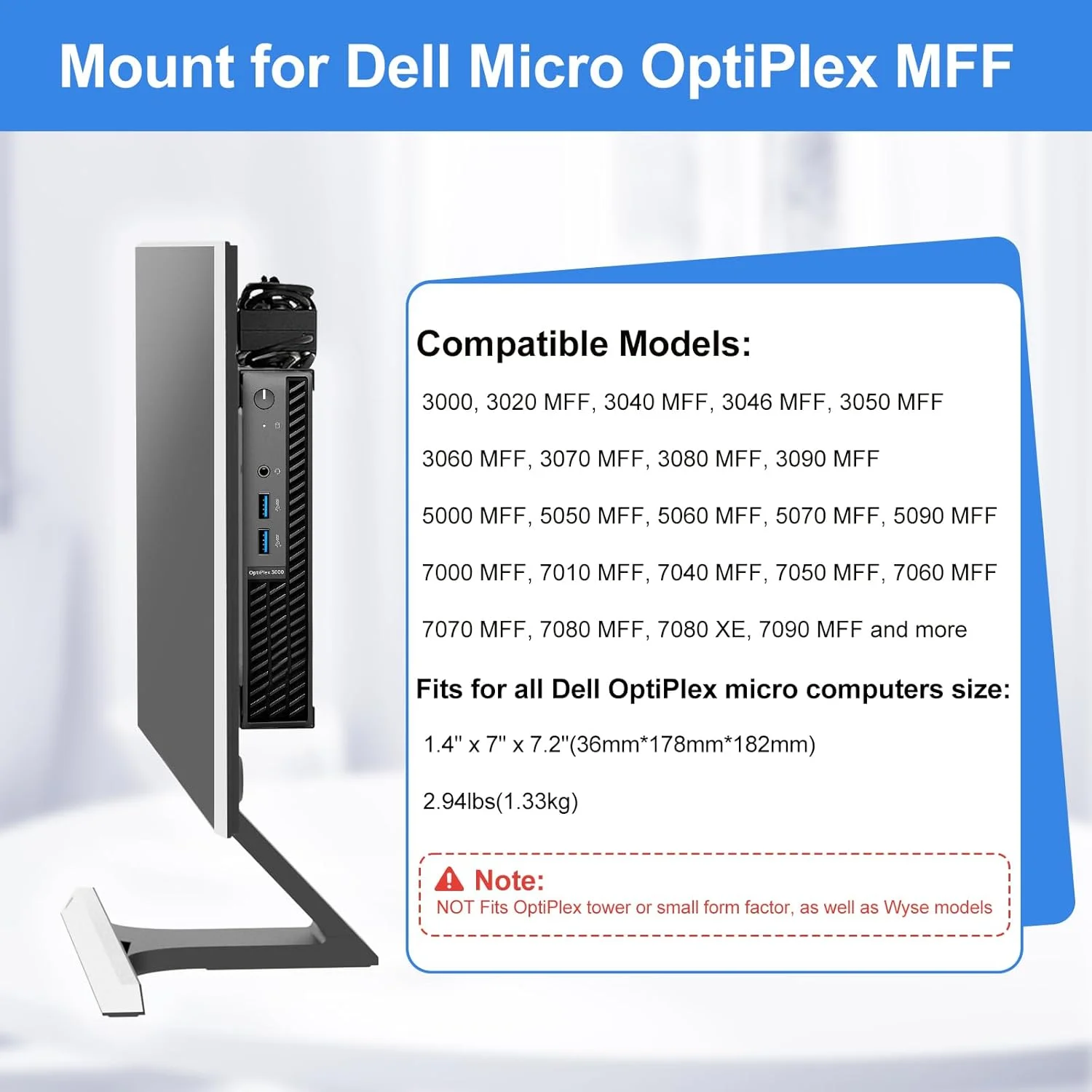بسته 2 عددی پایه نصب مینی پی سی برای کیس های Dell OptiPlex Micro Form Factor، پایه دیواری VESA و زیر میزی برای Dell MFF 7080 5070 3000 7060 7090 7010 3060 3040 3046 3050 3090 7080XE Micro PC