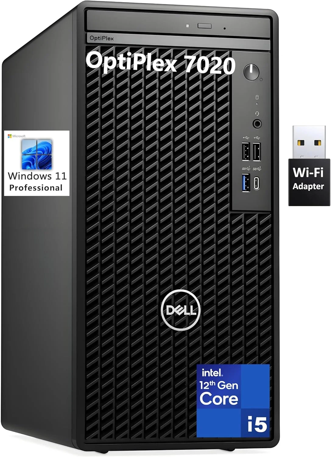 کامپیوتر رومیزی Dell OptiPlex 7010، کامپیوتر رومیزی 7000 Tower، پردازنده Intel Hexa-Core i5-12500 (بهتر از i7-11700)، رم 64 گیگابایتی DDR4، SSD 2 ترابایتی PCIe، DVDRW، آداپتور USB WiFi، RJ-45، HDMI، DisplayPort، ویندوز 11 پرو