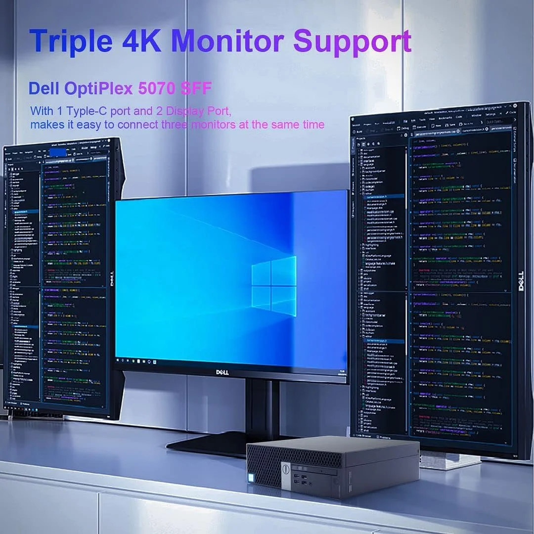 کامپیوترهای رومیزی Dell OptiPlex 5070 ویندوز 11 پرو، 8 هسته ای i7 9700 تا 4.7 گیگاهرتز، 32 گیگابایت DDR4، 1 ترابایت M.2 NVMe SSD، اینتل وایرلس Wi-Fi 6E AX210 و بلوتوث 5.2، آداپتور HDMI، فقط توسط Titan ITAD (بازسازی شده)