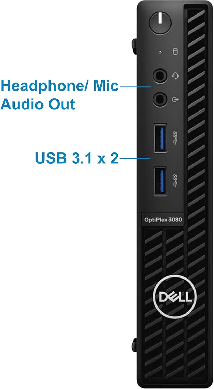 کامپیوتر رومیزی Dell OptiPlex 3080 Micro - پردازنده نسل دهم Intel Core i5-10500T تا 3.8 گیگاهرتز - 16 گیگابایت رم، 256 گیگابایت SSD M.2 NVME، وای فای AC، بلوتوث، DisplayPort، HDMI - ویندوز 10 پرو