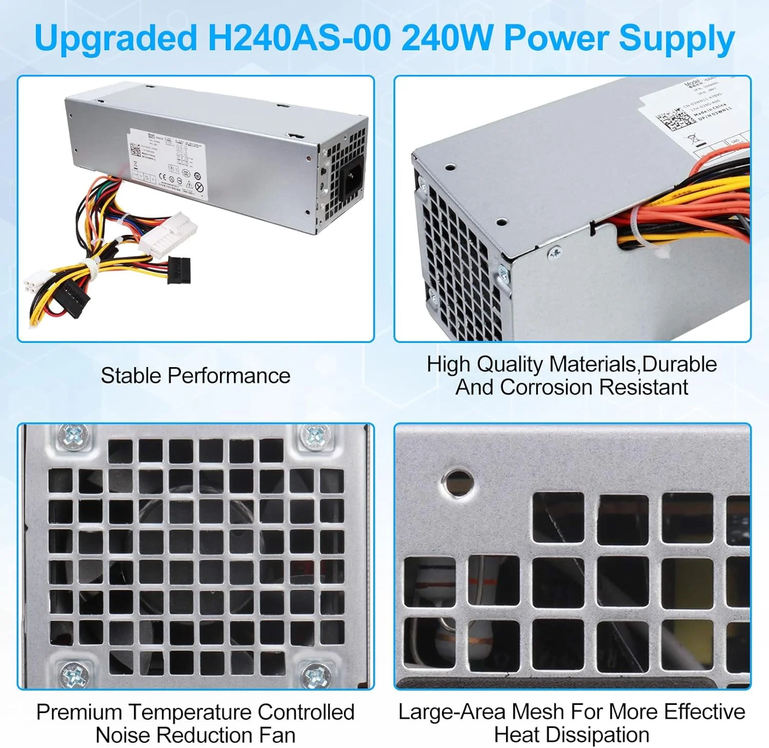 منبع تغذیه 240 واتی S-Union برای Dell Optiplex 390 790 960 990 3010 7010 9010، فقط برای فرم فاکتور کوچک SFF مدل های H240ES-00 D240ES-00 AC240AS-00 AC240ES-00 DPS-240WB LB 240AS 00 H240AS-00 3WN11