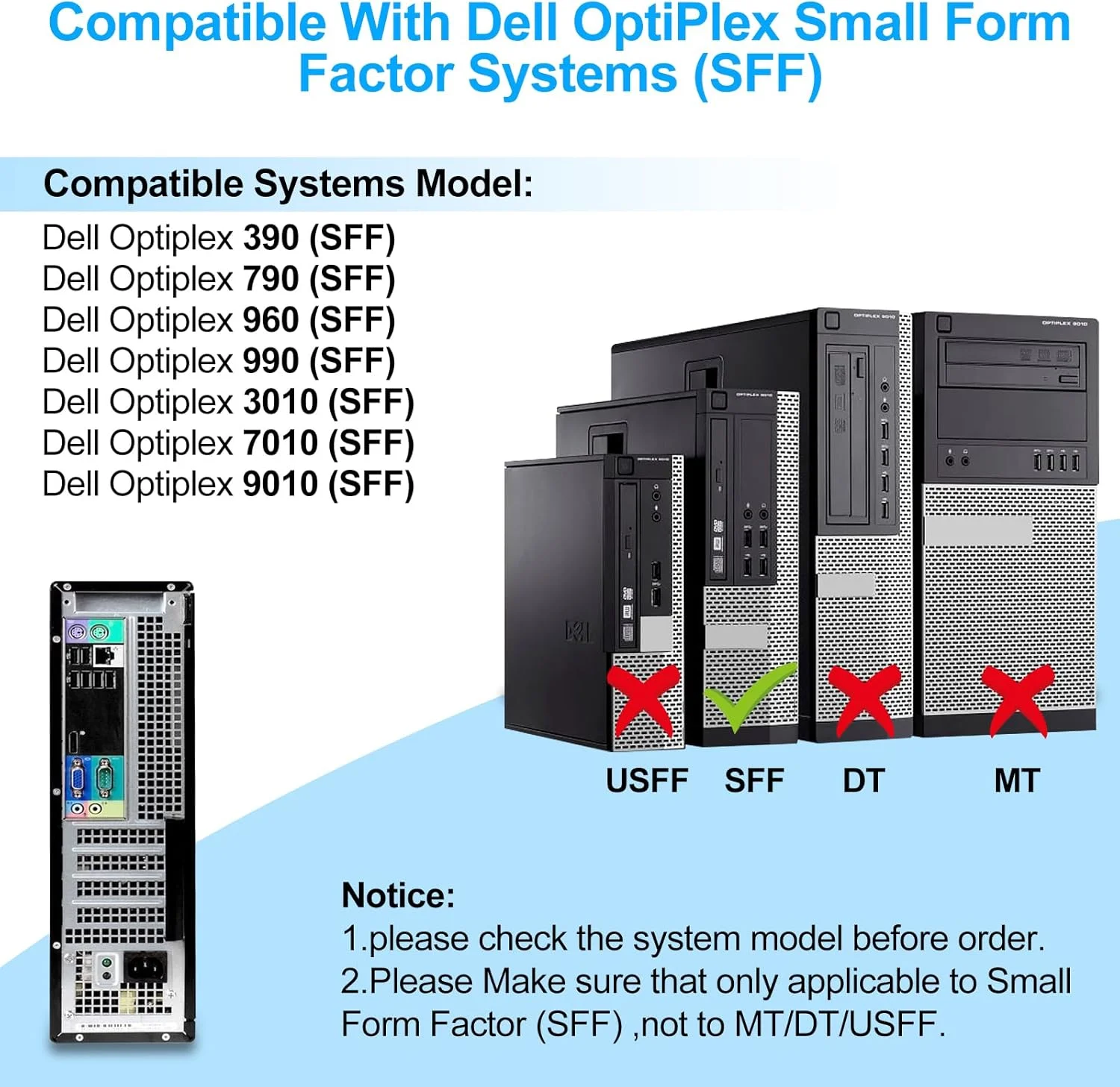 منبع تغذیه 240 واتی S-Union برای Dell Optiplex 390 790 960 990 3010 7010 9010، فقط برای فرم فاکتور کوچک SFF مدل های H240ES-00 D240ES-00 AC240AS-00 AC240ES-00 DPS-240WB LB 240AS 00 H240AS-00 3WN11