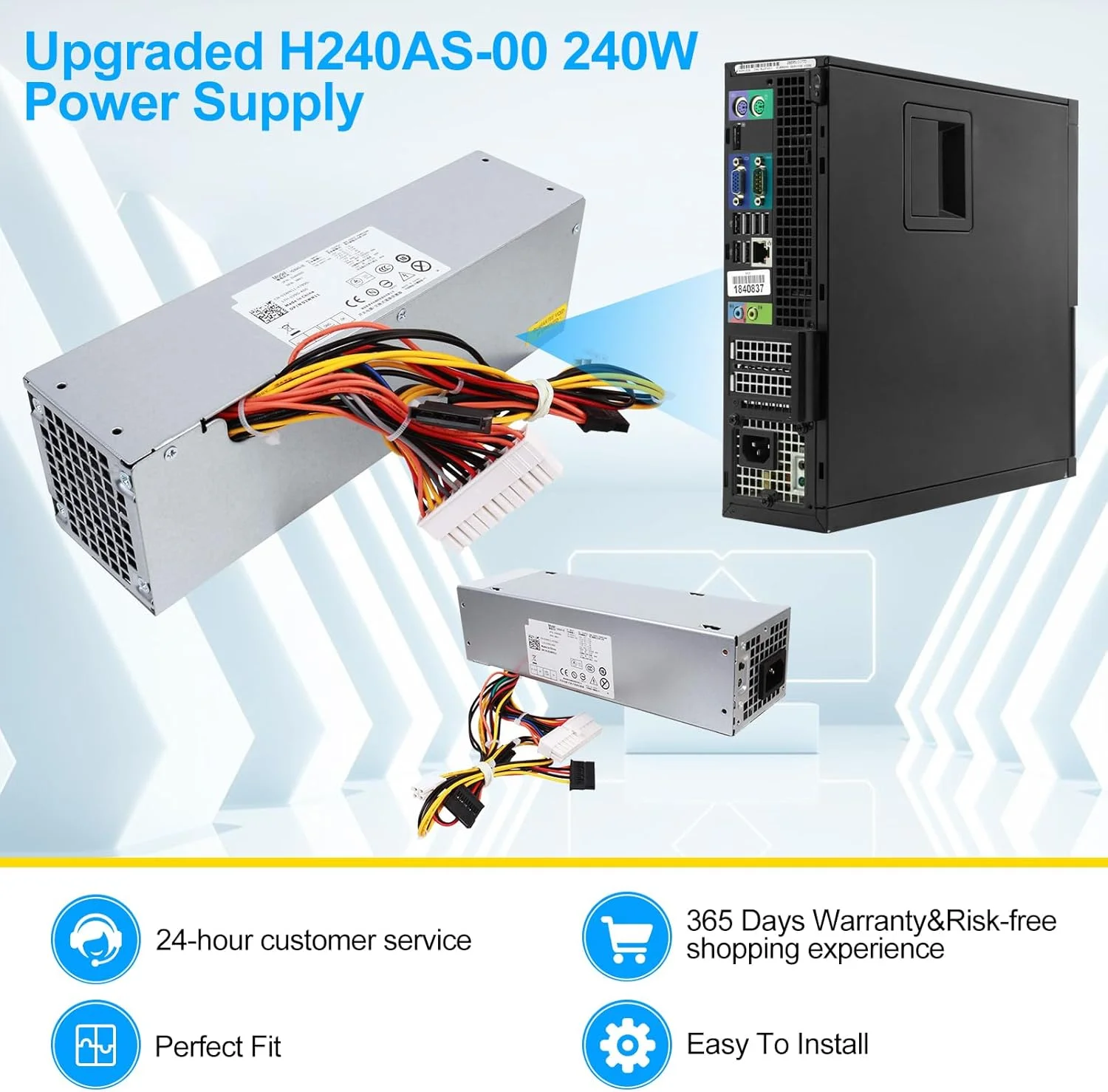 منبع تغذیه 240 واتی S-Union برای Dell Optiplex 390 790 960 990 3010 7010 9010، فقط برای فرم فاکتور کوچک SFF مدل های H240ES-00 D240ES-00 AC240AS-00 AC240ES-00 DPS-240WB LB 240AS 00 H240AS-00 3WN11