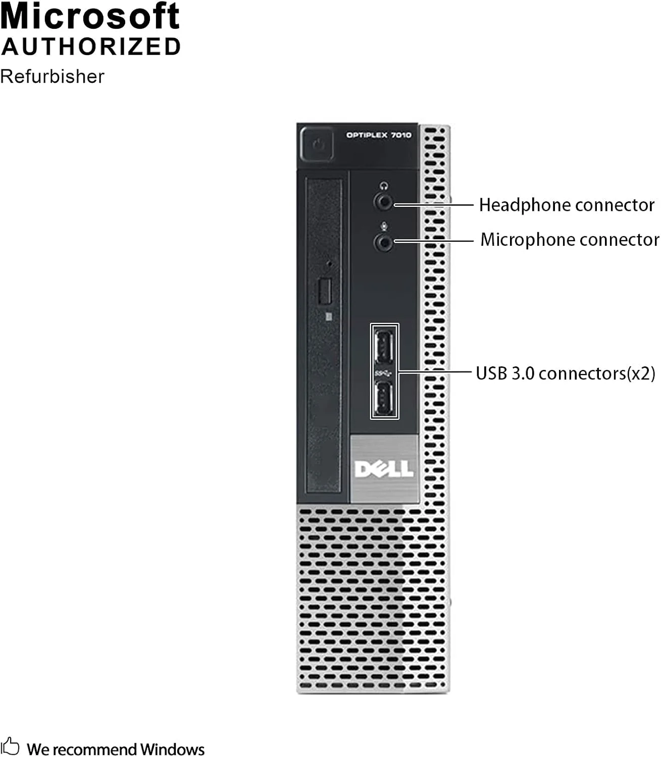 کامپیوتر رومیزی دل OptiPlex 7010 با فرم فاکتور فوق العاده کوچک - پردازنده Intel Core i5-3470S 2.9GHz، رم 8 گیگابایت، حافظه SSD 240 گیگابایت، ویندوز 10 Professional (بازسازی شده)