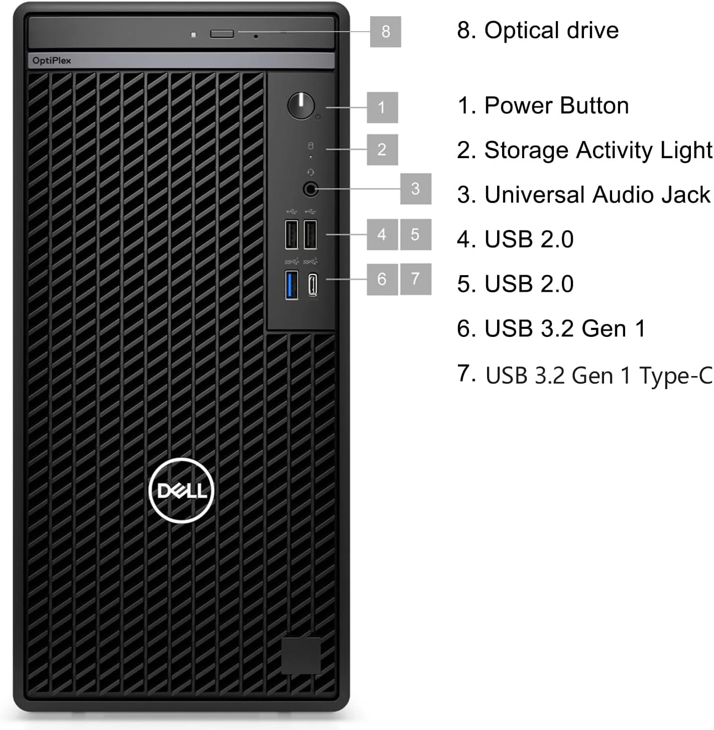 کامپیوتر رومیزی تجاری Dell OptiPlex 7010 Tower، نسل سیزدهم اینتل 14 هسته ای i5-13500 (بهتر از i7-12700)، رم 32 گیگابایتی DDR4، SSD 1 ترابایتی PCIe، DVDRW، آداپتور WiFi، RJ-45، HDMI، صفحه کلید و ماوس، ویندوز 11 پرو