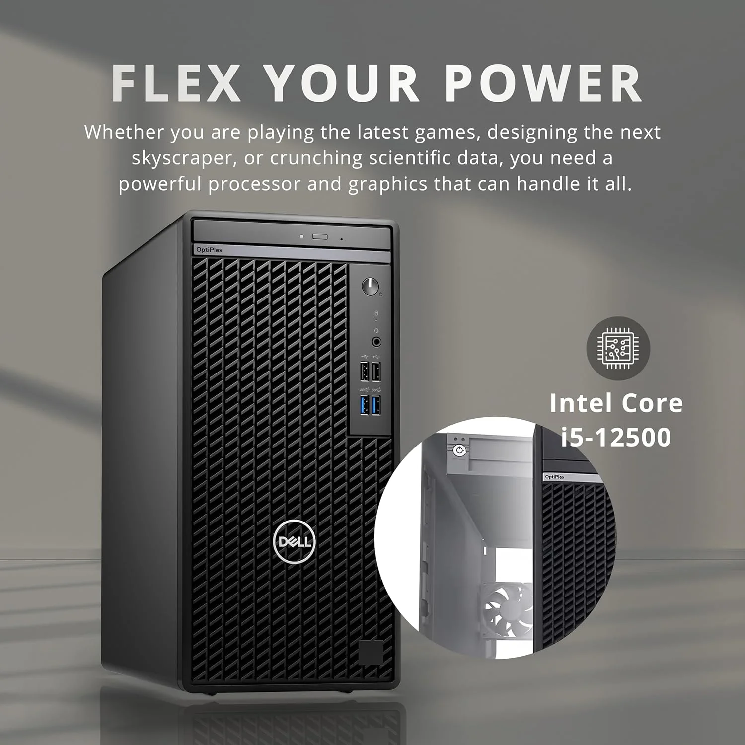 کامپیوتر رومیزی Dell OptiPlex 3000 مدل Full Size Tower، پردازنده Intel Core i5-12500، رم 32 گیگابایتی DDR4، حافظه SSD 2 ترابایتی PCIe، DVDRW، اترنت، آداپتور WiFi، کیبورد و ماوس، ویندوز 11 پرو، مشکی