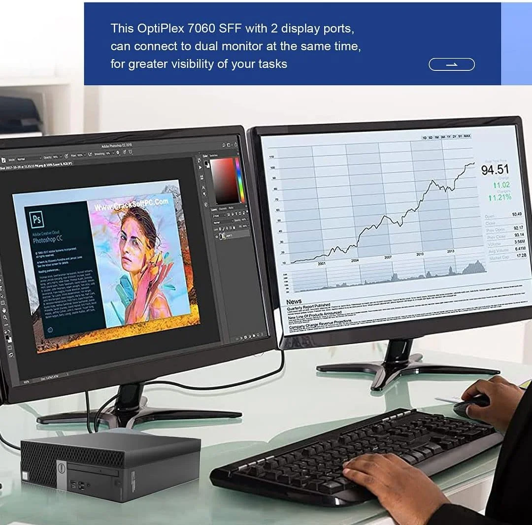 کامپیوتر رومیزی Dell OptiPlex 7060 با ویندوز 11، پردازنده Intel 8th Gen i5-8500 Hexa Core، رم 32GB DDR4، حافظه SSD 512GB NVMe M.2، وای فای AX210 6E و بلوتوث 5.2، کیبورد و ماوس بی سیم جدید (بازسازی شده)