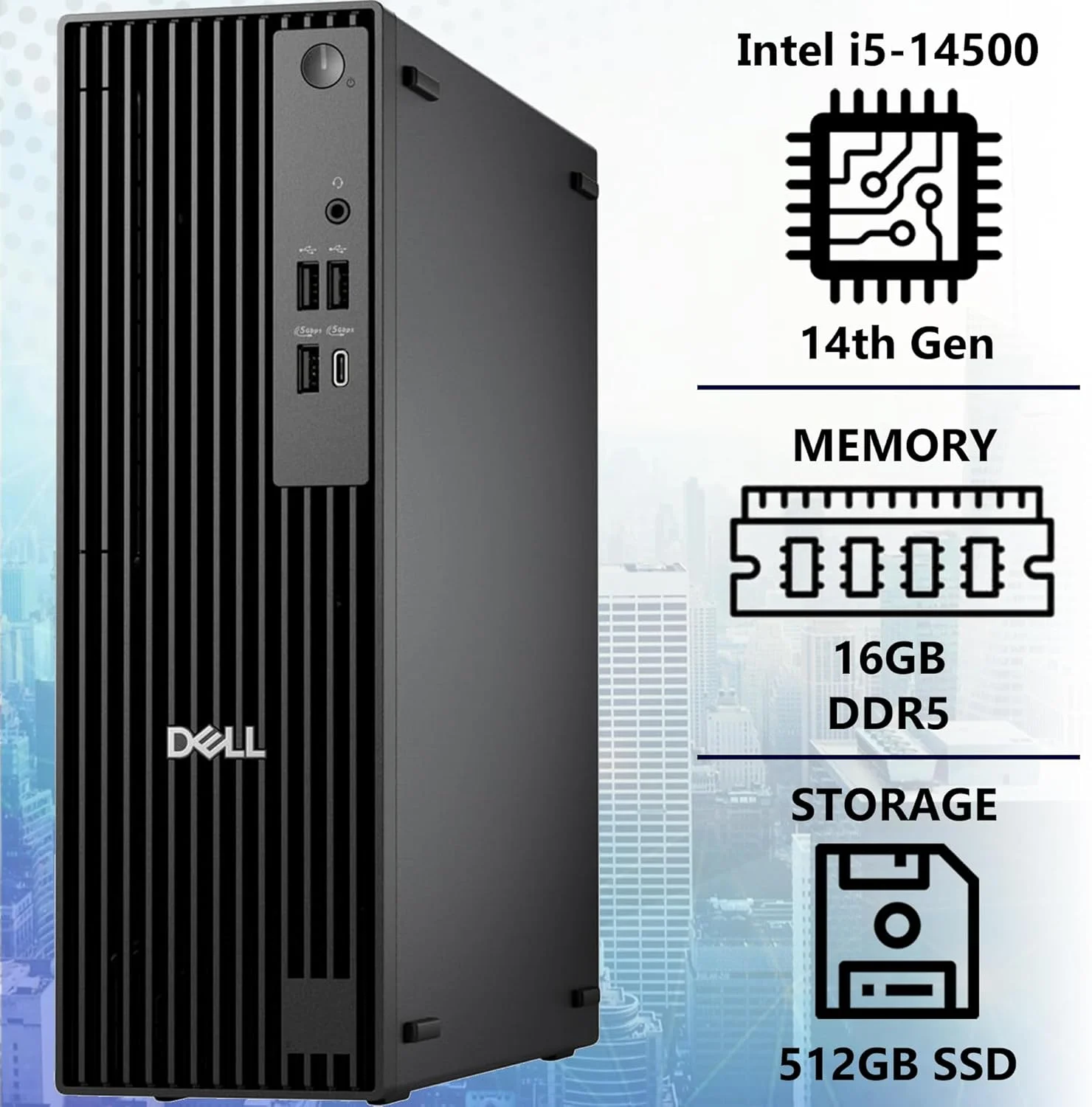 کامپیوتر رومیزی تجاری OEM Dell Optiplex 7000 7010 SFF Intel i5-13500 (14 هسته، بهتر از Intel i7-12700T)، 16 گیگابایت رم، 512 گیگابایت NVMe، DVD-RW، DisplayPort، WiFi، RJ-45، کیبورد و ماوس سیمی، W11P، 3 سال گارانتی