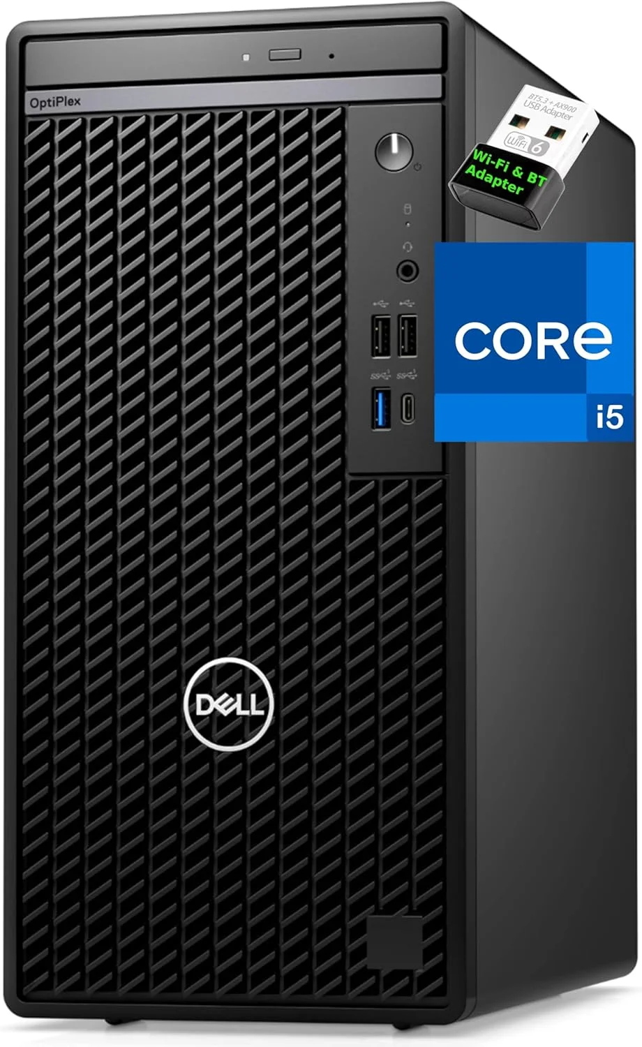 کامپیوتر رومیزی Dell 7020 Optiplex Tower، پردازنده Intel Core i5-12400 (بهتر از i7-11700)، رم 32 گیگابایتی، حافظه SSD NVMe 1 ترابایتی، DisplayPort، HDMI، USB C، DVDRW، آداپتور Wi-Fi/BT، ویندوز 11 پرو، دسکتاپ، مشکی