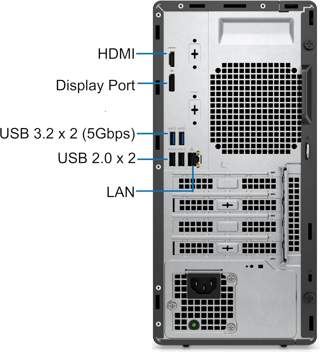کامپیوتر رومیزی Dell 7020 Optiplex Tower، پردازنده Intel Core i5-12400 (بهتر از i7-11700)، رم 32 گیگابایتی، حافظه SSD NVMe 1 ترابایتی، DisplayPort، HDMI، USB C، DVDRW، آداپتور Wi-Fi/BT، ویندوز 11 پرو، دسکتاپ، مشکی