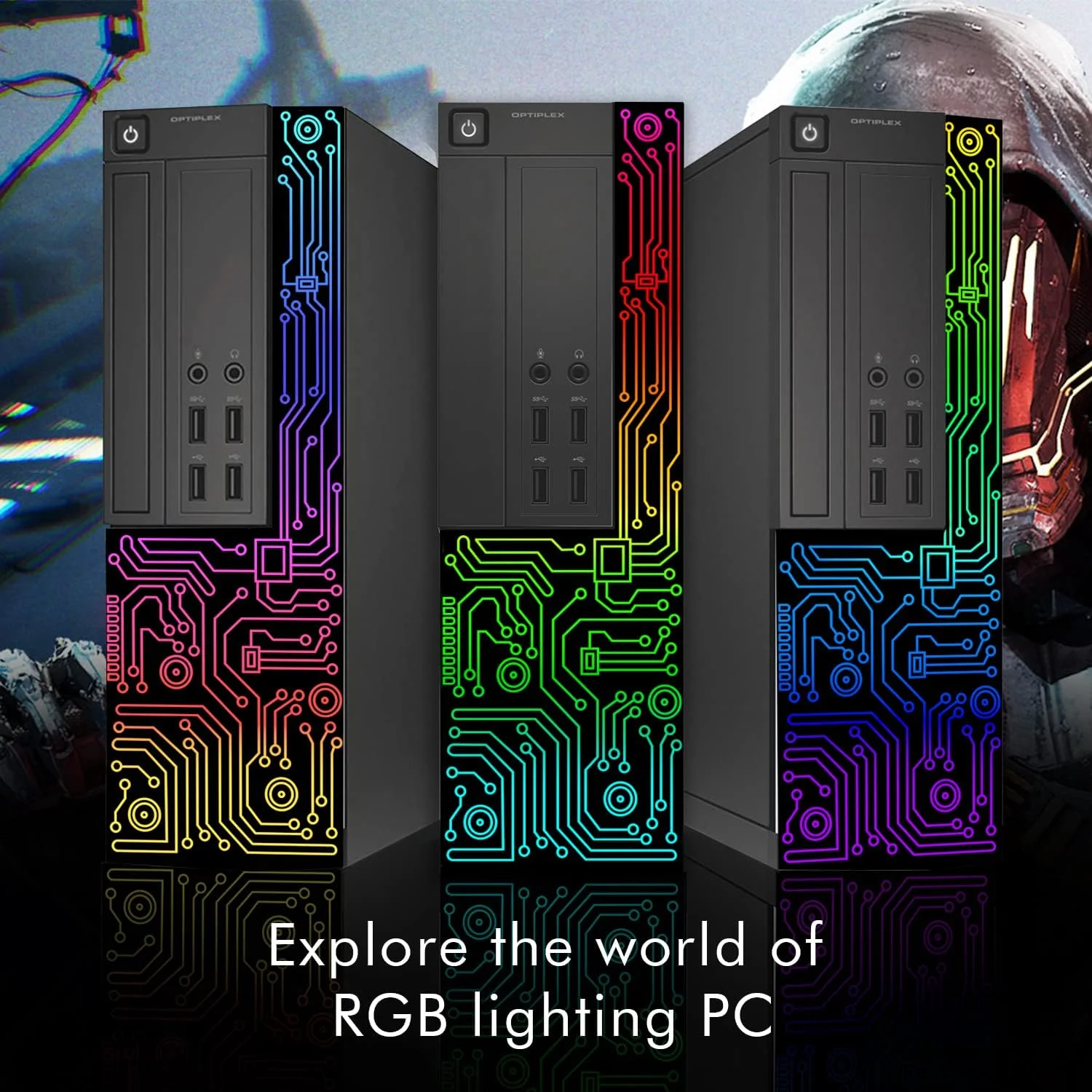 کامپیوتر گیمینگ رومیزی دل OptiPlex RGB، پردازنده Intel Core i7، کارت گرافیک GeForce GT 1030 2GB GDDR5، رم 16 گیگابایتی، SSD 512 گیگابایتی، مانیتور 24 اینچی HDMI، کیبورد، ماوس و هدست، WiFi، ویندوز 10 پرو (بازسازی شده)