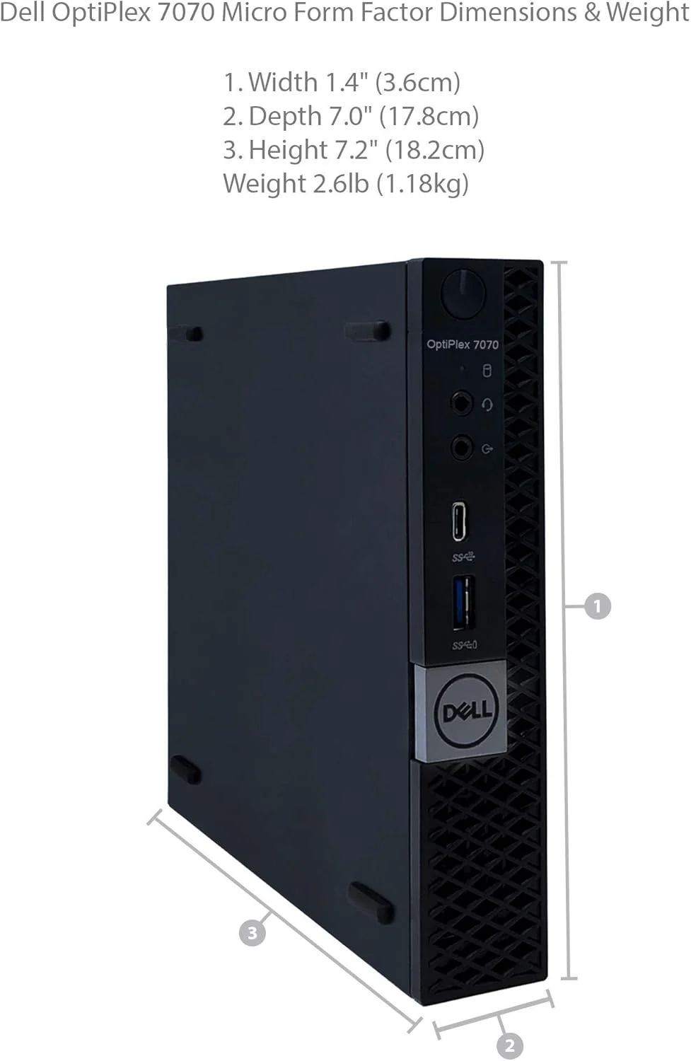 کامپیوتر رومیزی Dell Optiplex 7070 MFF Micro Form Factor نسل نهم پردازنده Intel Core i7-9700T با 8 هسته، 16 گیگابایت رم DDR4، 512 گیگابایت SSD، گرافیک Intel UHD 630، ویندوز 11 پرو (بازسازی شده)