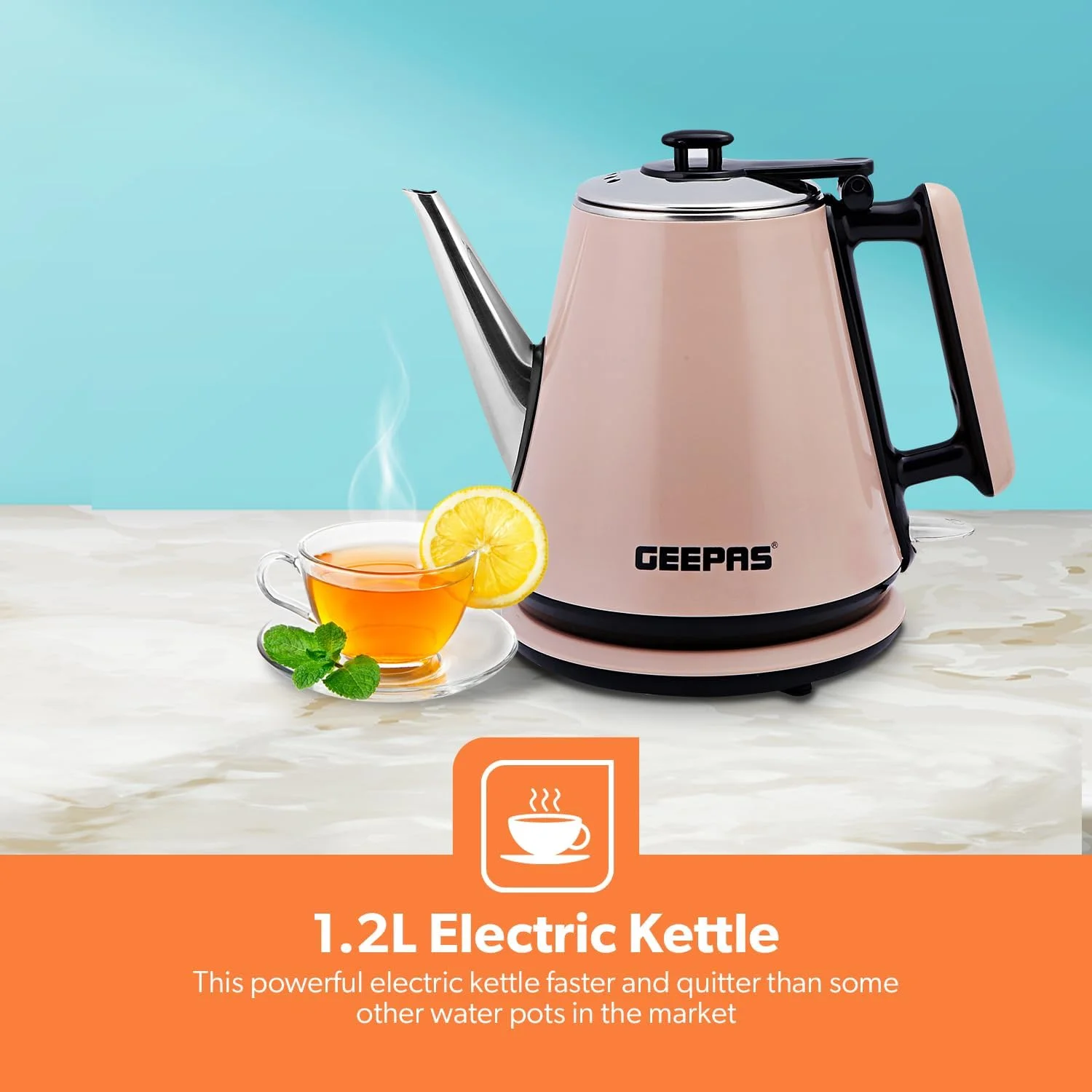 کتری برقی دو لایه قابل حمل جیپاس با ظرفیت 1.2 لیتر، دارای استیل ضد زنگ داخلی و خاموش شدن خودکار مدل GK38012