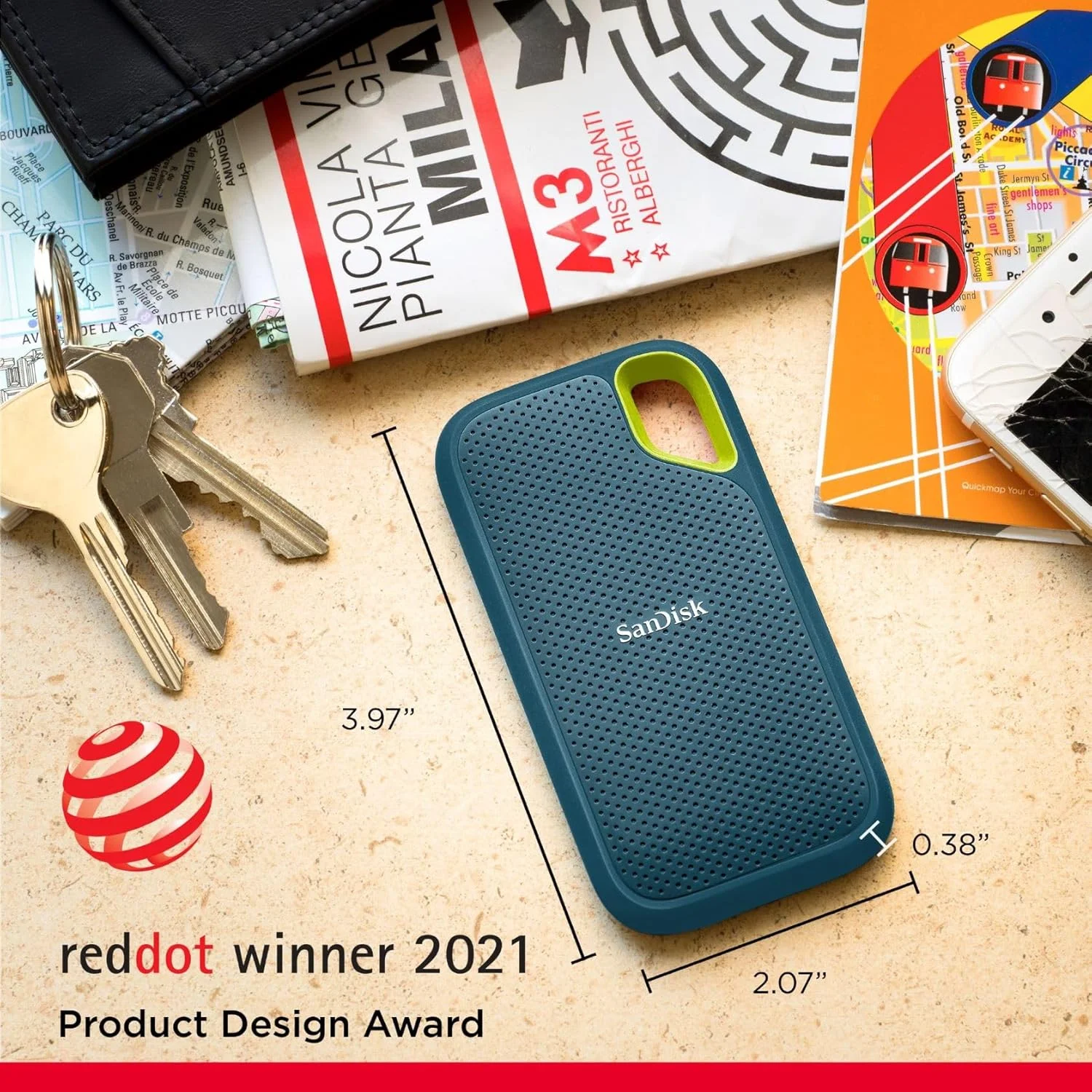 اس اس دی اکسترنال قابل حمل SanDisk Extreme با ظرفیت 1 ترابایت، سرعت خواندن 1050 مگابایت بر ثانیه، سرعت نوشتن 1000 مگابایت بر ثانیه، محافظت در برابر سقوط از ارتفاع 3 متری، مقاومت در برابر آب و گرد و غبار IP65، رمزگذاری سخت افزاری، سازگار با PC، MAC و گوشی های هوشمند Type-C، رنگ Monterey/آبی اس اس دی اکسترنال قابل حمل SanDisk Extreme با ظرفیت 1 ترابایت، سرعت خواندن 1050 مگابایت بر ثانیه، سرعت نوشتن 1000 مگابایت بر ثانیه، محافظت در برابر سقوط از ارتفاع 3 متری، مقاومت در برابر آب و گرد و غبار IP65، رمزگذاری سخت افزاری، سازگار با PC، MAC و گوشی های هوشمند Type-C، رنگ Monterey/آبی