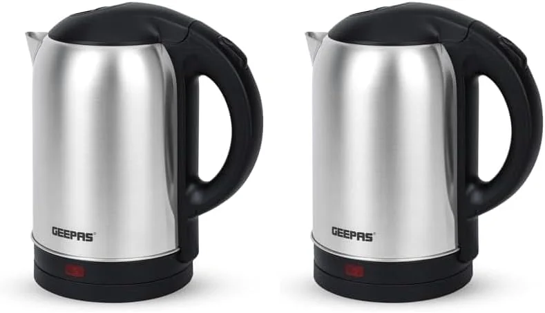 کتری برقی استیل جیپاس با خاموش شدن خودکار و محافظت در برابر خشک شدن 2 لیتری 1800 وات مدل GK5466 نقره ای/مشکی (بسته 2 عددی)