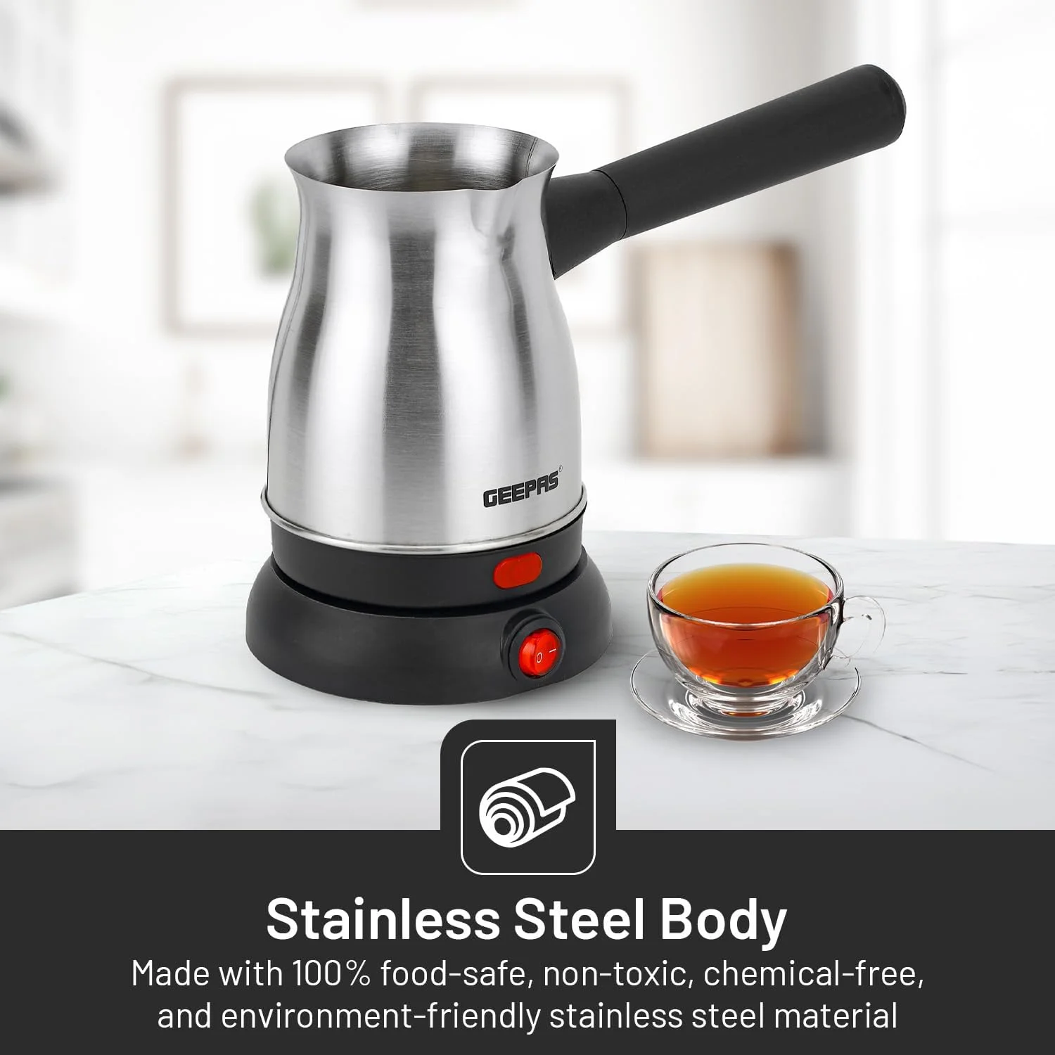 قهوه ساز برقی ترک جیپاس، استیل ضد زنگ، مدل GK38050 | ظرفیت 0.8 لیتر | چرخش 360 درجه | قطع کن غیر اتوماتیک | کتری قهوه برای خانه و محل کار | مناسب مواد غذایی و ایمن برای نوشیدن قهوه ساز برقی ترک جیپاس، استیل ضد زنگ، مدل GK38050 | ظرفیت 0.8 لیتر | چرخش 360 درجه | قطع کن غیر اتوماتیک | کتری قهوه برای خانه و محل کار | مناسب مواد غذایی و ایمن برای نوشیدن