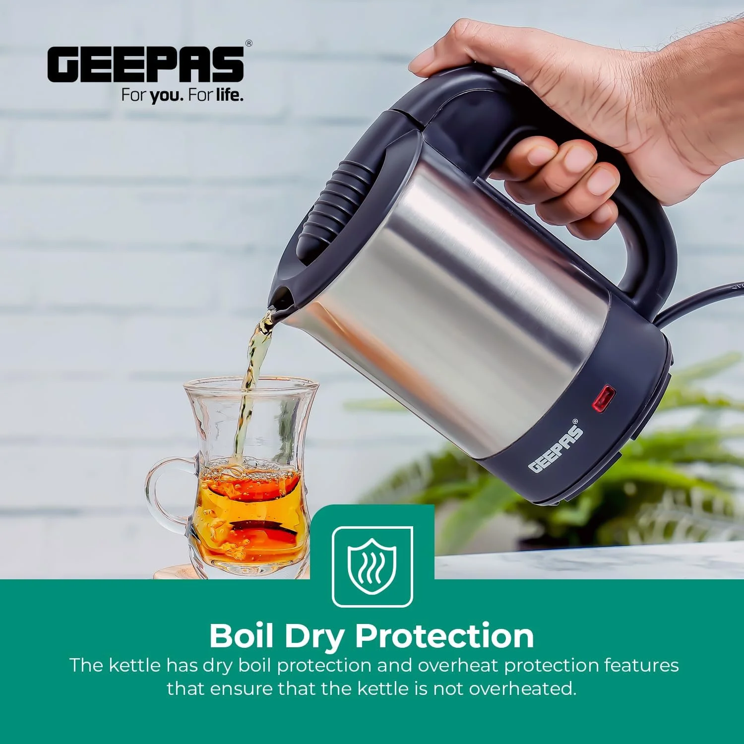 کتری مسافرتی استیل جیپاس، نقره ای/مشکی، 1100 وات، 0.5 لیتر، GK175 کتری مسافرتی استیل جیپاس، نقره ای/مشکی، 1100 وات، 0.5 لیتر، GK175