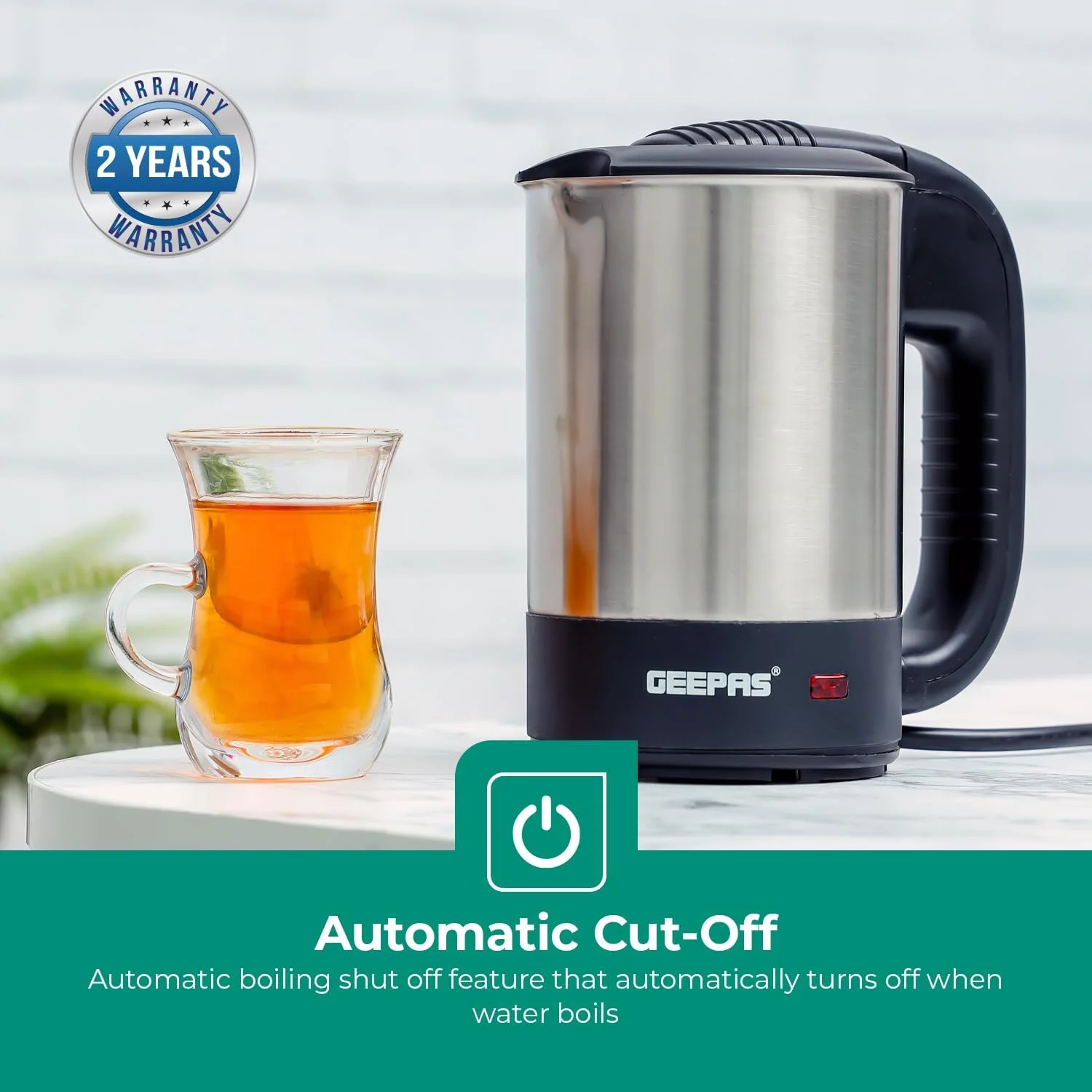 کتری مسافرتی استیل جیپاس، نقره ای/مشکی، 1100 وات، 0.5 لیتر، GK175 کتری مسافرتی استیل جیپاس، نقره ای/مشکی، 1100 وات، 0.5 لیتر، GK175