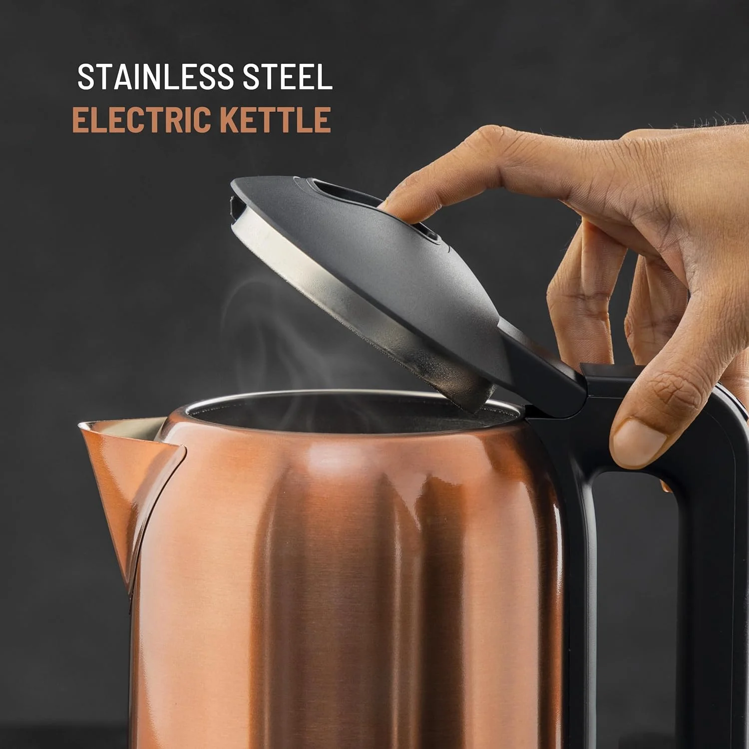 کتری برقی استیل جیپاس مدل GK38053 با ظرفیت 1.8 لیتر | چرخش 360 درجه، محافظت در برابر خشک شدن و قطع خودکار | مناسب برای جوشاندن آب، شیر، چای | 1500 وات، رنگ مسی | 2 سال گارانتی کتری برقی استیل جیپاس مدل GK38053 با ظرفیت 1.8 لیتر | چرخش 360 درجه، محافظت در برابر خشک شدن و قطع خودکار | مناسب برای جوشاندن آب، شیر، چای | 1500 وات، رنگ مسی | 2 سال گارانتی