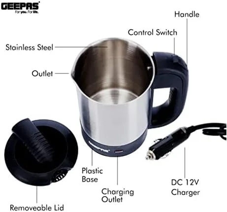 کتری استیل کامیونی Geepas با ظرفیت 0.5 لیتر | GK38047 | المنت حرارتی مخفی | محافظت در برابر جوش خشک و گرم شدن بیش از حد | چراغ نشانگر | خاموش شدن خودکار کتری استیل کامیونی Geepas با ظرفیت 0.5 لیتر | GK38047 | المنت حرارتی مخفی | محافظت در برابر جوش خشک و گرم شدن بیش از حد | چراغ نشانگر | خاموش شدن خودکار
