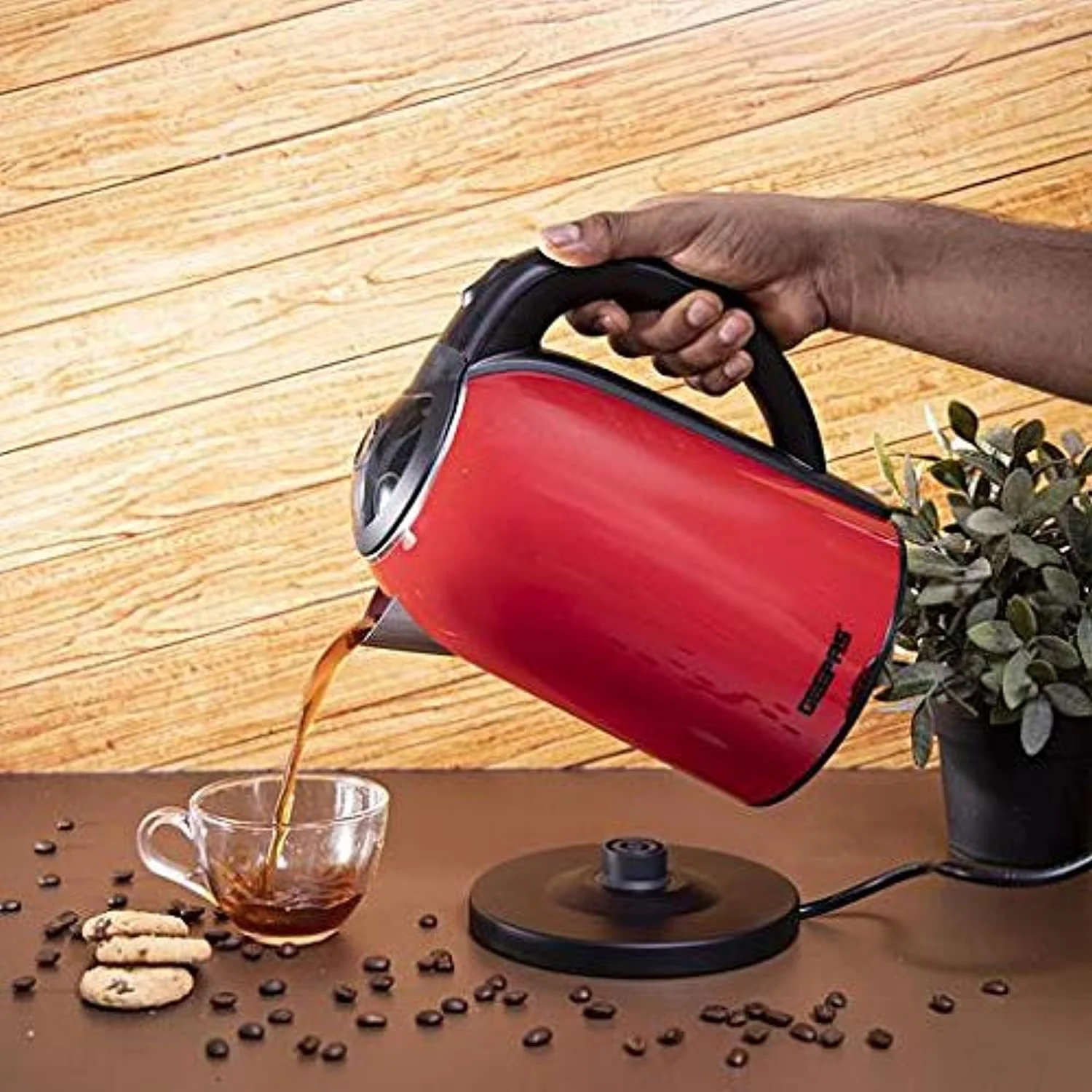 کتری برقی دو لایه Geepas GK38013 با ظرفیت 1.7 لیتر - کتری آب/چای بدون سیم با بدنه استیل ضد زنگ دو جداره، خاموش شدن خودکار و محافظت در برابر خشک شدن | 2 سال گارانتی