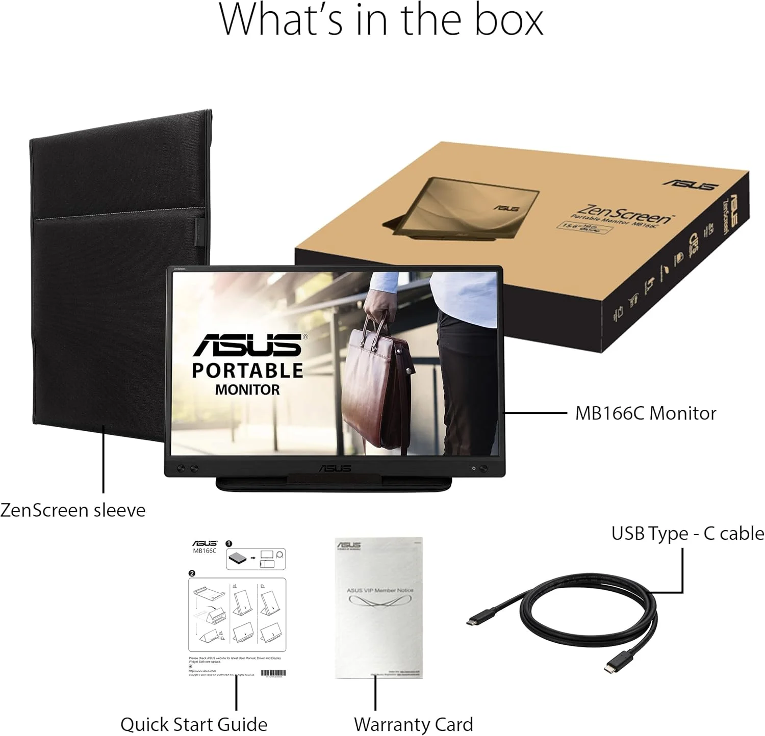 مانیتور قابل حمل USB ایسوس ZenScreen MB166C - 15.6 اینچ، Full HD، IPS، USB Type-C، بدون پرش تصویر، فیلتر نور آبی، سطح ضد تابش