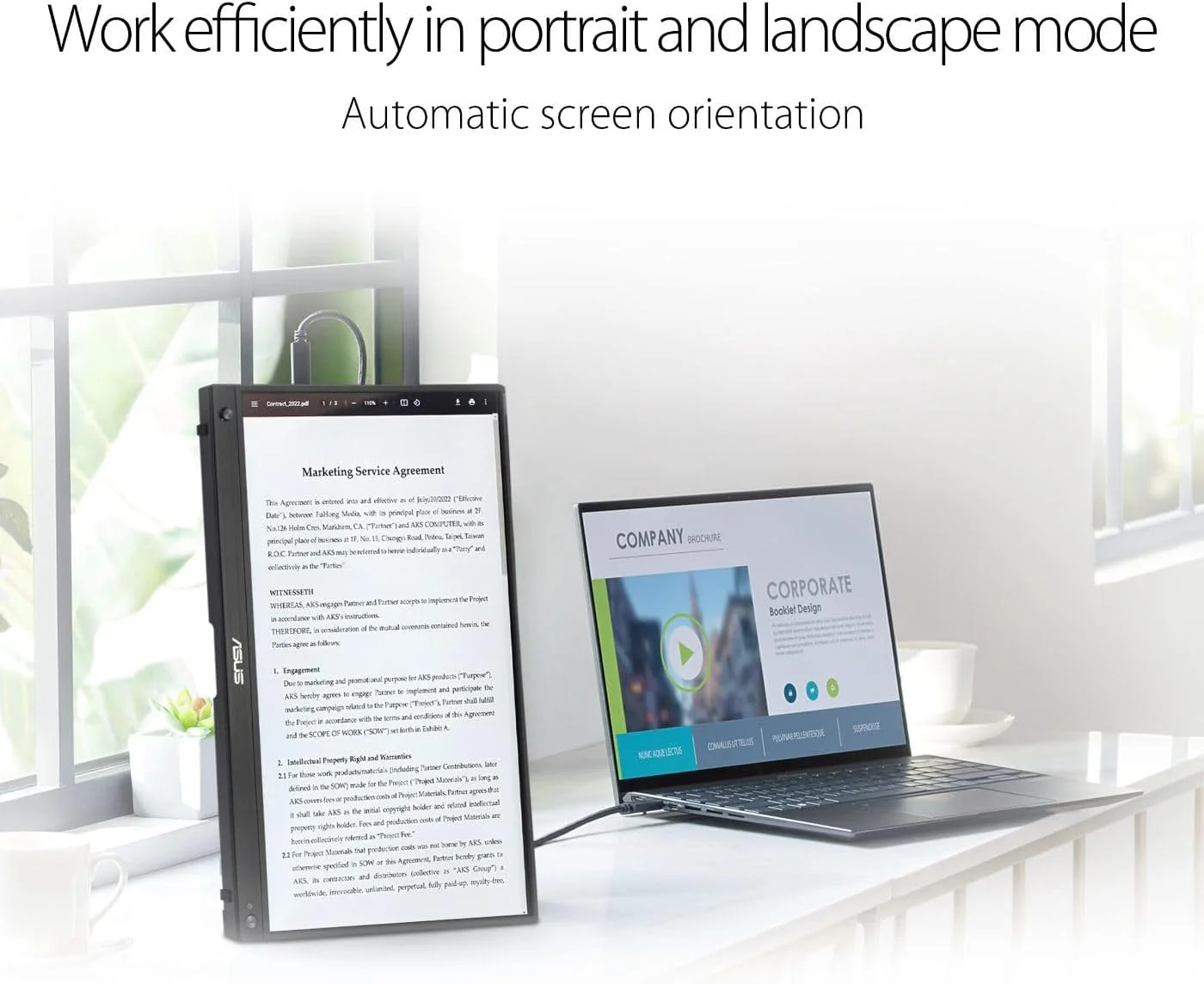 مانیتور قابل حمل ASUS ZenScreen MB16AHG - سایز 15.6 اینچ FHD (1920 x 1080)، IPS، 144 هرتز، USB-C، Mini-HDMI، Freesync Premium™، پایه ارگونومیک، سوکت سه پایه، بدون پرش تصویر، نور آبی کم