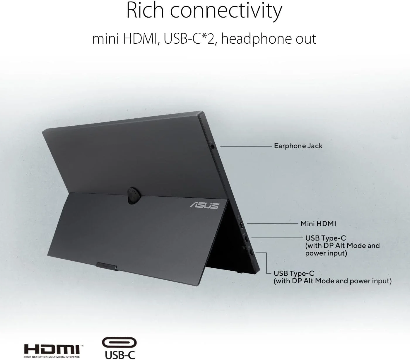 مانیتور قابل حمل ASUS ZenScreen MB16AHG - سایز 15.6 اینچ FHD (1920 x 1080)، IPS، 144 هرتز، USB-C، Mini-HDMI، Freesync Premium™، پایه ارگونومیک، سوکت سه پایه، بدون پرش تصویر، نور آبی کم
