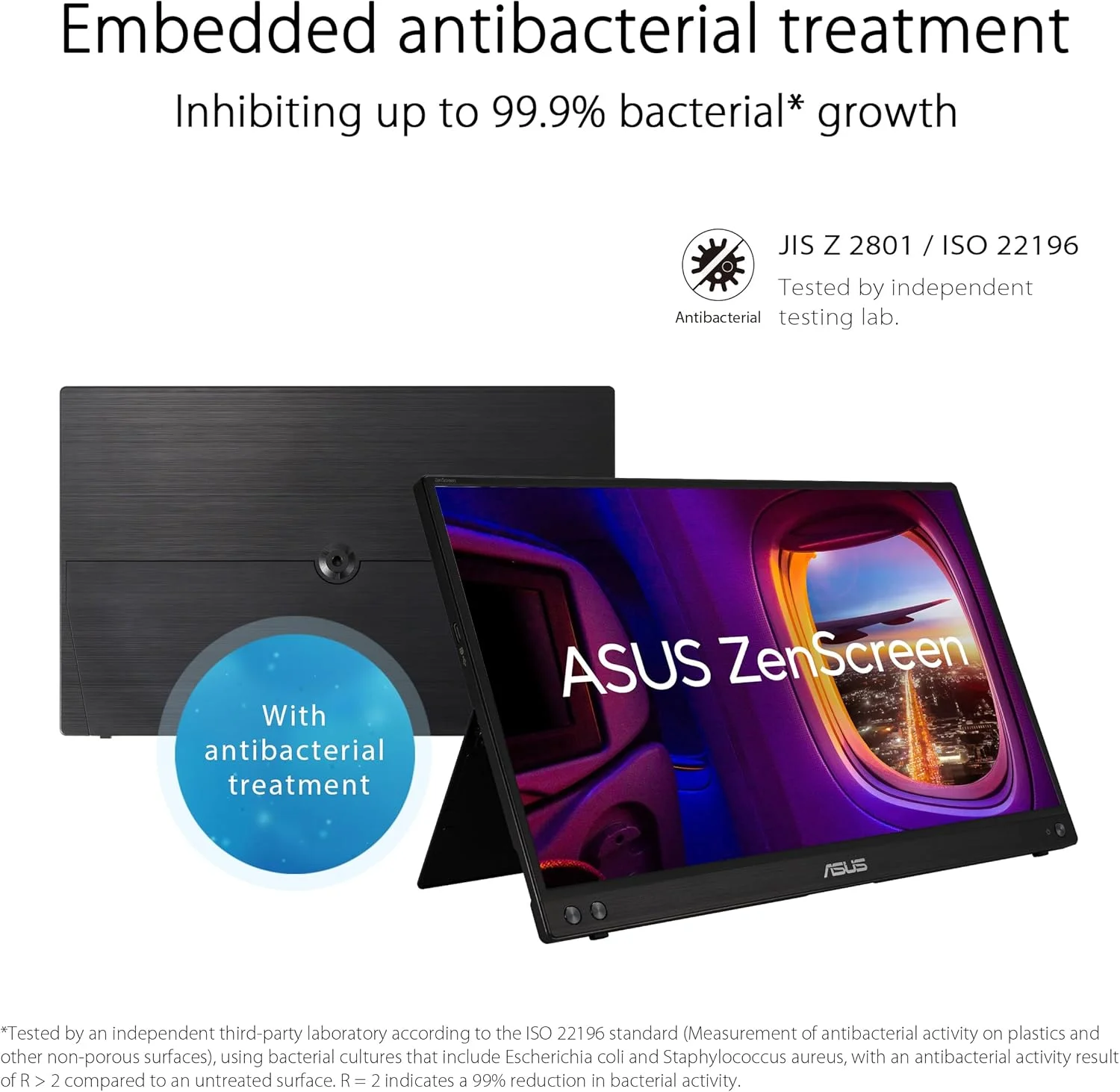 مانیتور قابل حمل USB ایسوس ZenScreen MB16ACV - 15.6 اینچ Full HD، IPS، راه حل سیگنال ترکیبی، USB Type-C، بدون سوسو، فیلتر نور آبی، سطح ضد تابش، درمان ضد باکتری، پایه نگهدارنده