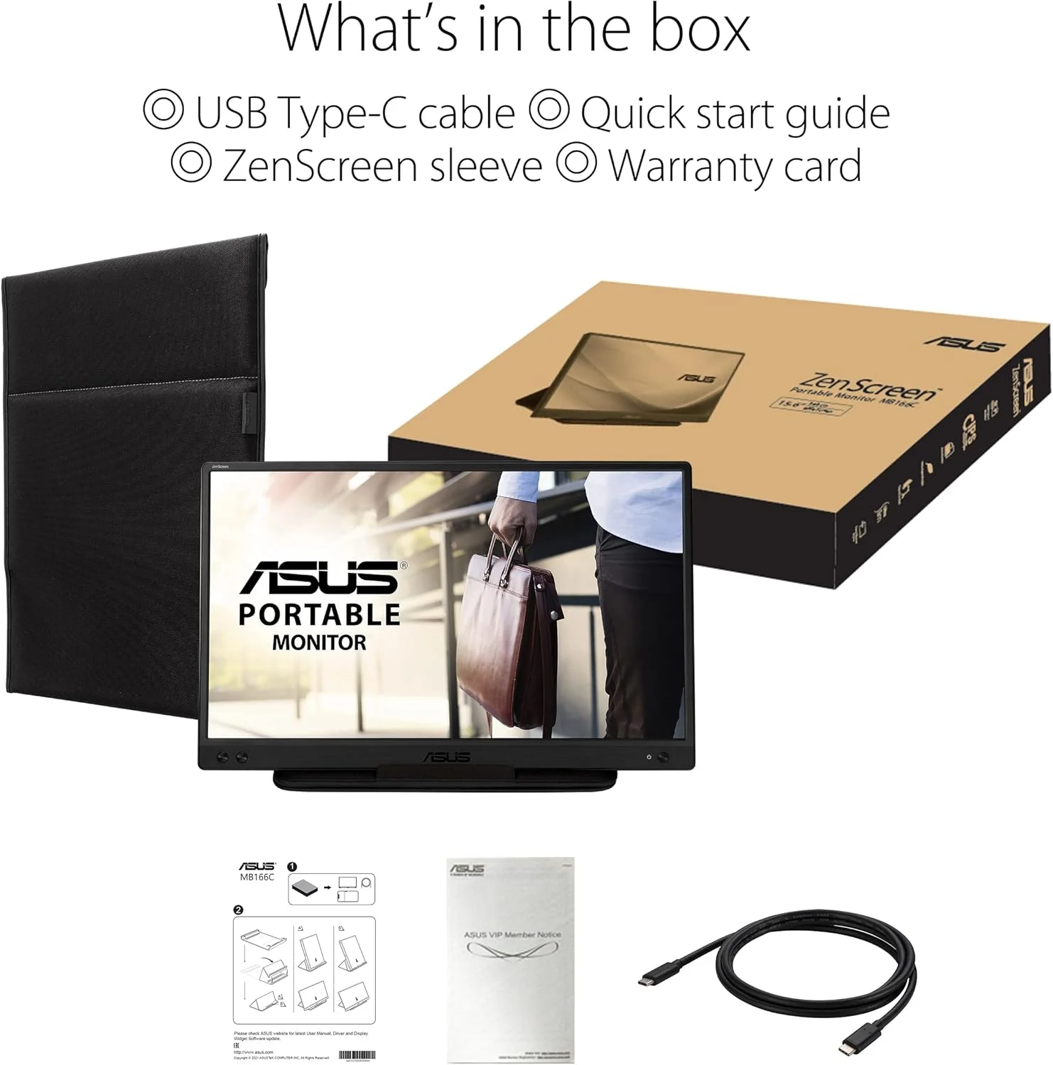 مانیتور قابل حمل USB ایسوس ZenScreen MB166C - 15.6 اینچ، Full HD