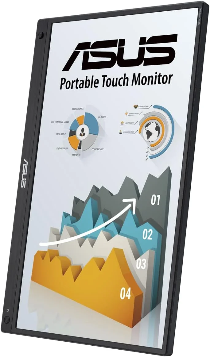 مانیتور قابل حمل لمسی ASUS ZenScreen Touch MB16AHT: 15.6 اینچ FHD (1920 x 1080)، IPS، لمس 10 نقطه ای، Mini-HDMI، پایه ارگونومیک، سوکت سه پایه، فناوری های ASUS Flicker Free و Low Blue Light - مشکی