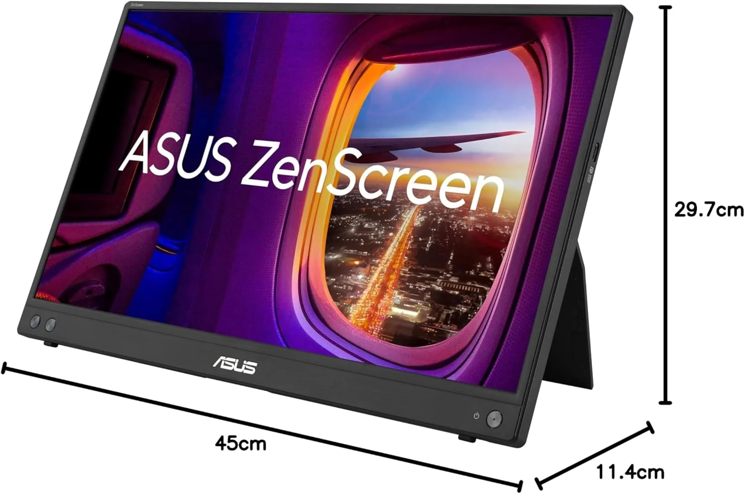 مانیتور قابل حمل ASUS ZenScreen 16 اینچ (15.6 اینچ قابل مشاهده) 1080P USB-C (MB16AHV) - Full HD، IPS، فیلتر نور آبی، ضد تابش نور، Mini HDMI، پایه، قابل نصب روی سه پایه، آستین محافظ، 3 سال گارانتی