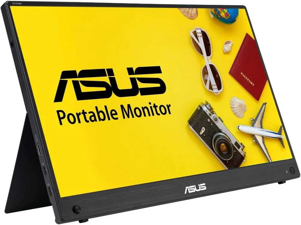 مانیتور قابل حمل ASUS ZenScreen MB16AHG - سایز 15.6 اینچ FHD (1920 x 1080)، IPS، 144 هرتز، USB-C، Mini-HDMI، Freesync Premium™، پایه ارگونومیک، سوکت سه پایه، بدون پرش تصویر، نور آبی کم