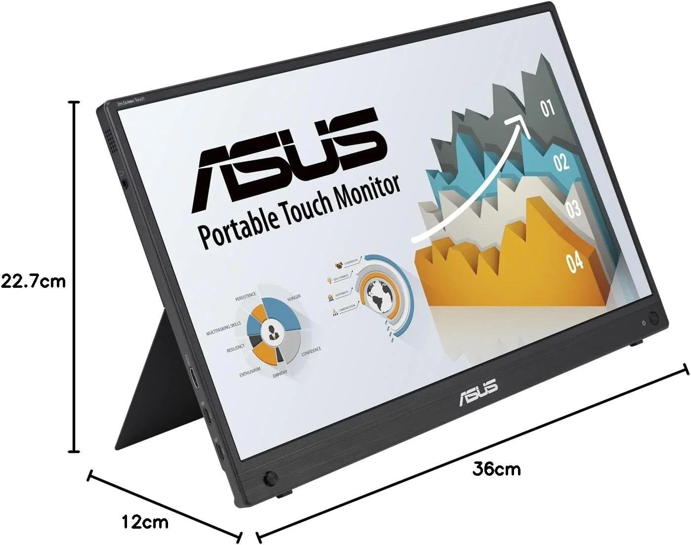 مانیتور قابل حمل لمسی ASUS ZenScreen Touch MB16AHT: 15.6 اینچ FHD (1920 x 1080)، IPS، لمس 10 نقطه ای، Mini-HDMI، پایه ارگونومیک، سوکت سه پایه، فناوری های ASUS Flicker Free و Low Blue Light - مشکی