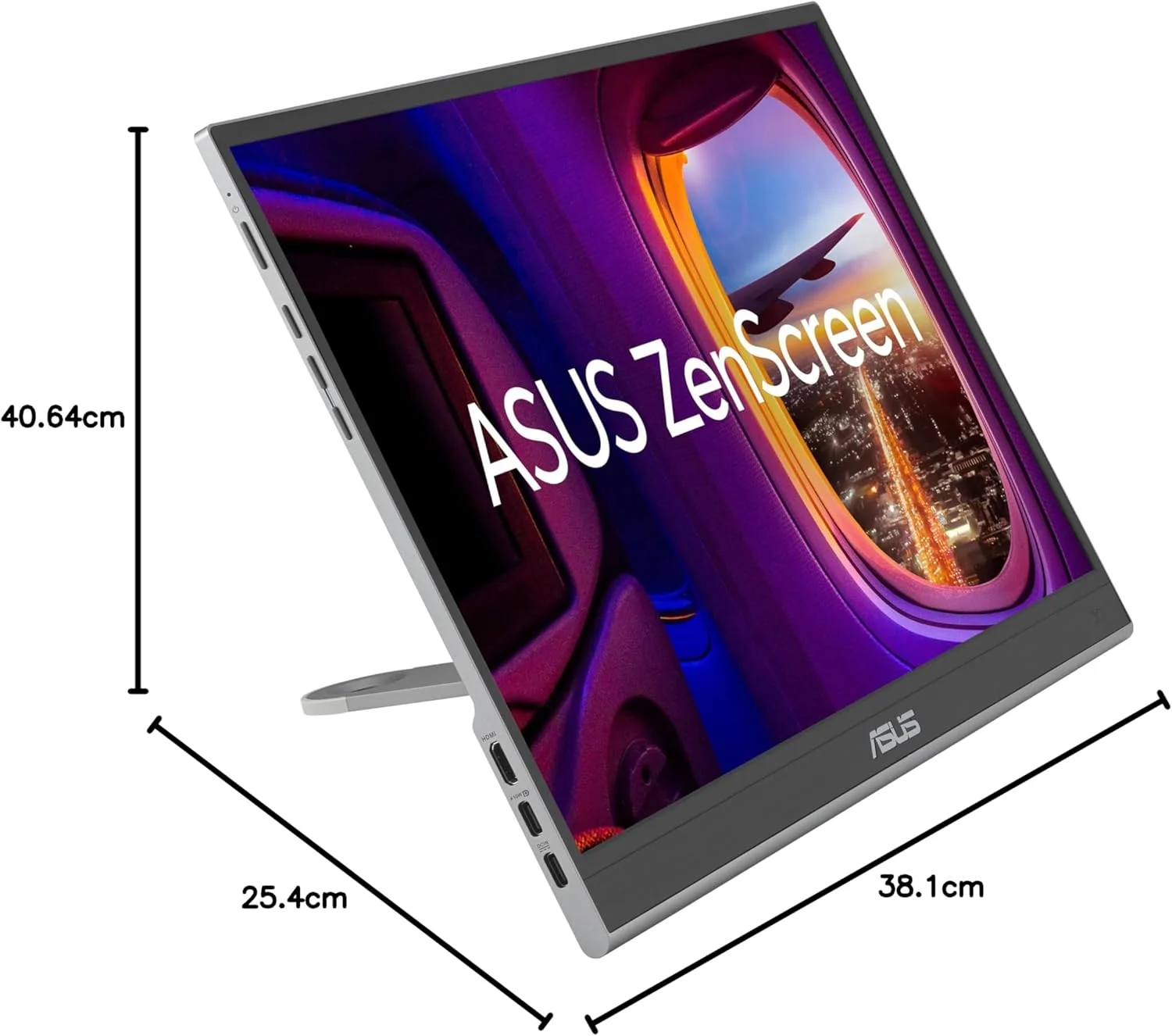 مانیتور قابل حمل 16 اینچی ASUS ZenScreen OLED USB-C (MQ16AHE) - Full HD، 100% DCI-P3، 1ms، HDR-10، Mini HDMI، Eye Care، سنسور مجاورت، پایه 360 درجه، سازگار با لپ تاپ، تلفن های هوشمند، 3 سال گارانتی