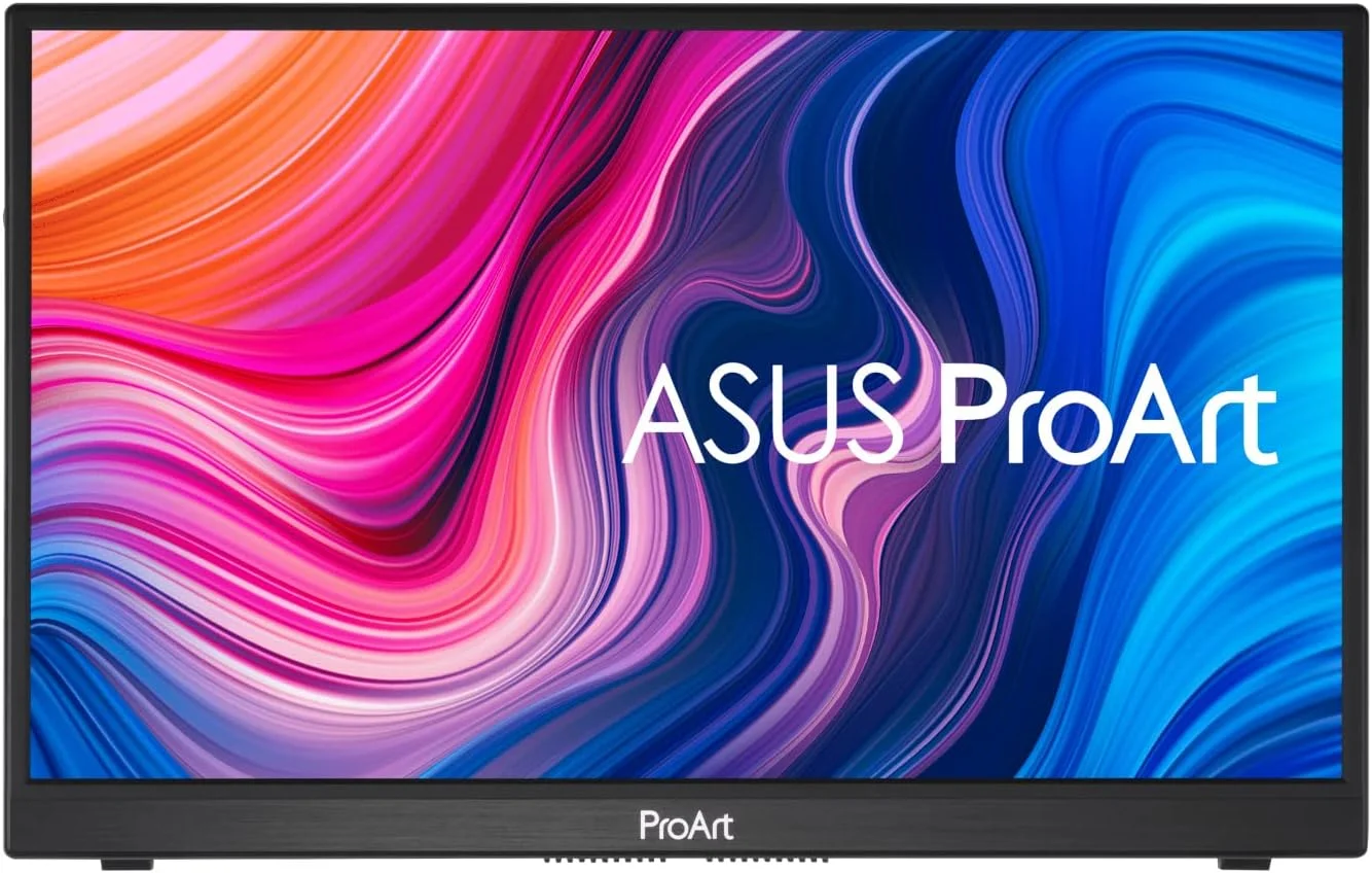 مانیتور لمسی قابل حمل 14 اینچی ASUS ProArt Display (PA148CTV) - Full HD، IPS، 100% sRGB/Rec.709، دقت رنگ ΔE < 2، تایید شده توسط Calman، تحویل برق USB-C، Micro HDMI، سوکت سه پایه، مشکی